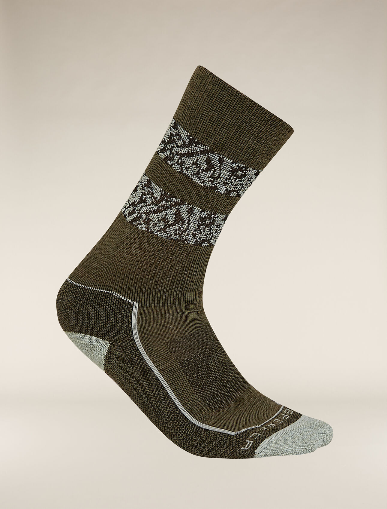 Mens Merino Hike+ Light Crew Socks Natural Summit Durable, crew-length merino wool socks that are stretchy, breathable, and naturally odor-resistant with full cushion, the Hike+ Light Crew Natural Summit socks feature an anatomical sculpted design for day hikes and backpacking trips.