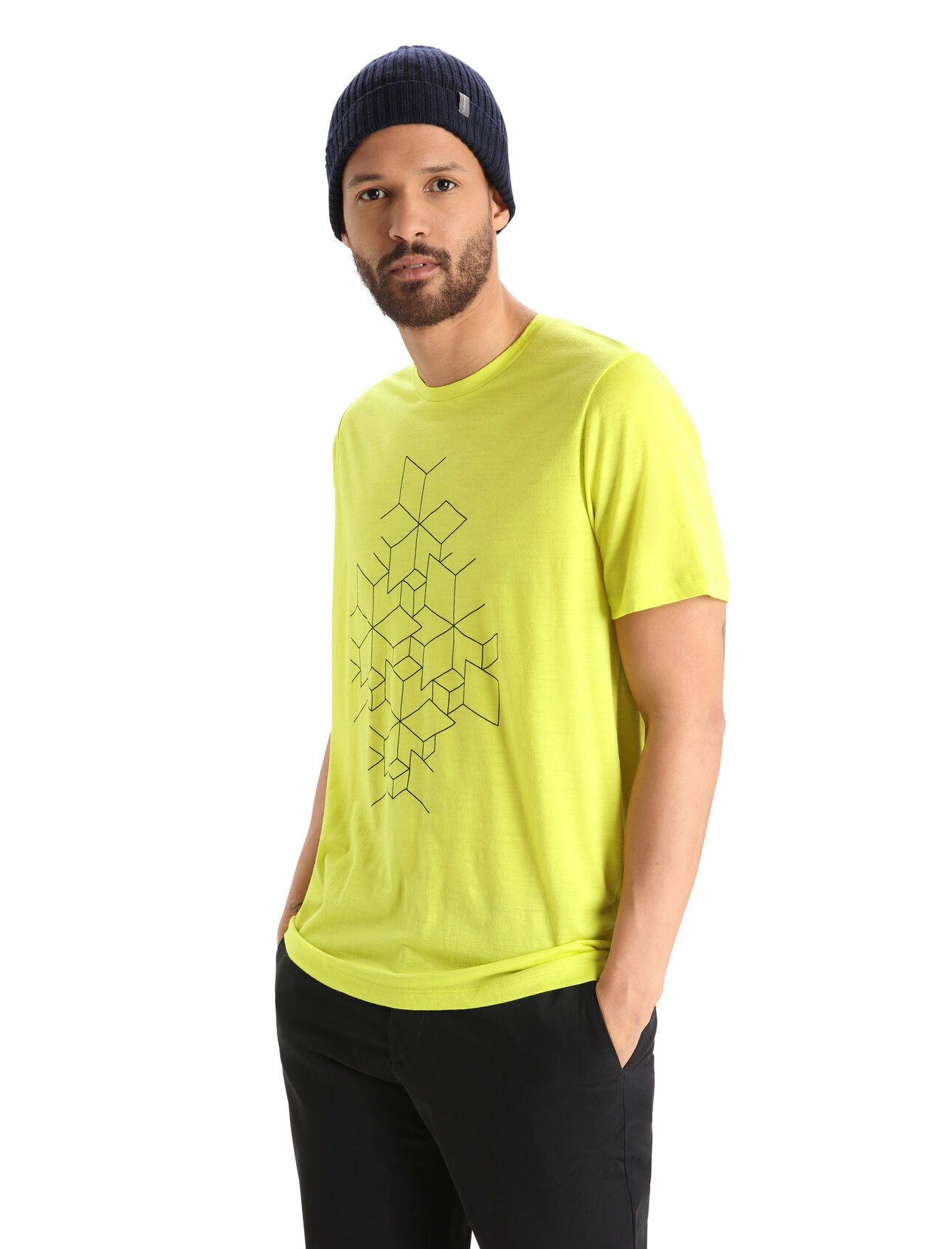 Mens Merino Tech Lite II Short Sleeve T-Shirt Snowflake Our versatile tech tee that provides comfort, breathability and natural odor-resistance for any adventure you can think of, the Tech Lite II Short Sleeve Tee Snowflake features 100% merino for all-natural performance. The original artwork features a hand-drawn illustration inspired by the geometry of a snowflake structure.