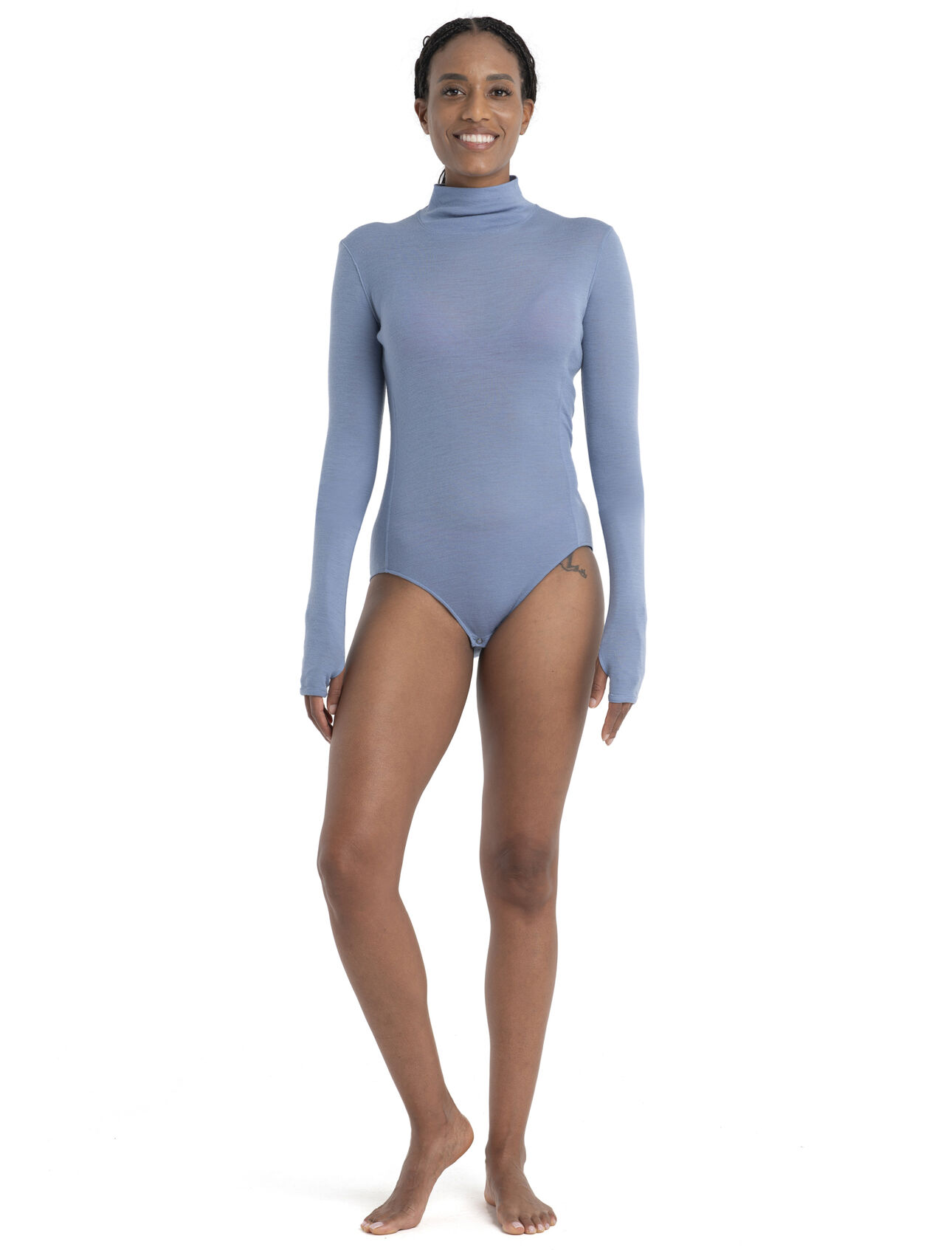 Long Sleeve Bodysuit Women Wool Leotard Turtleneck Stretchy Shapewear body  suit