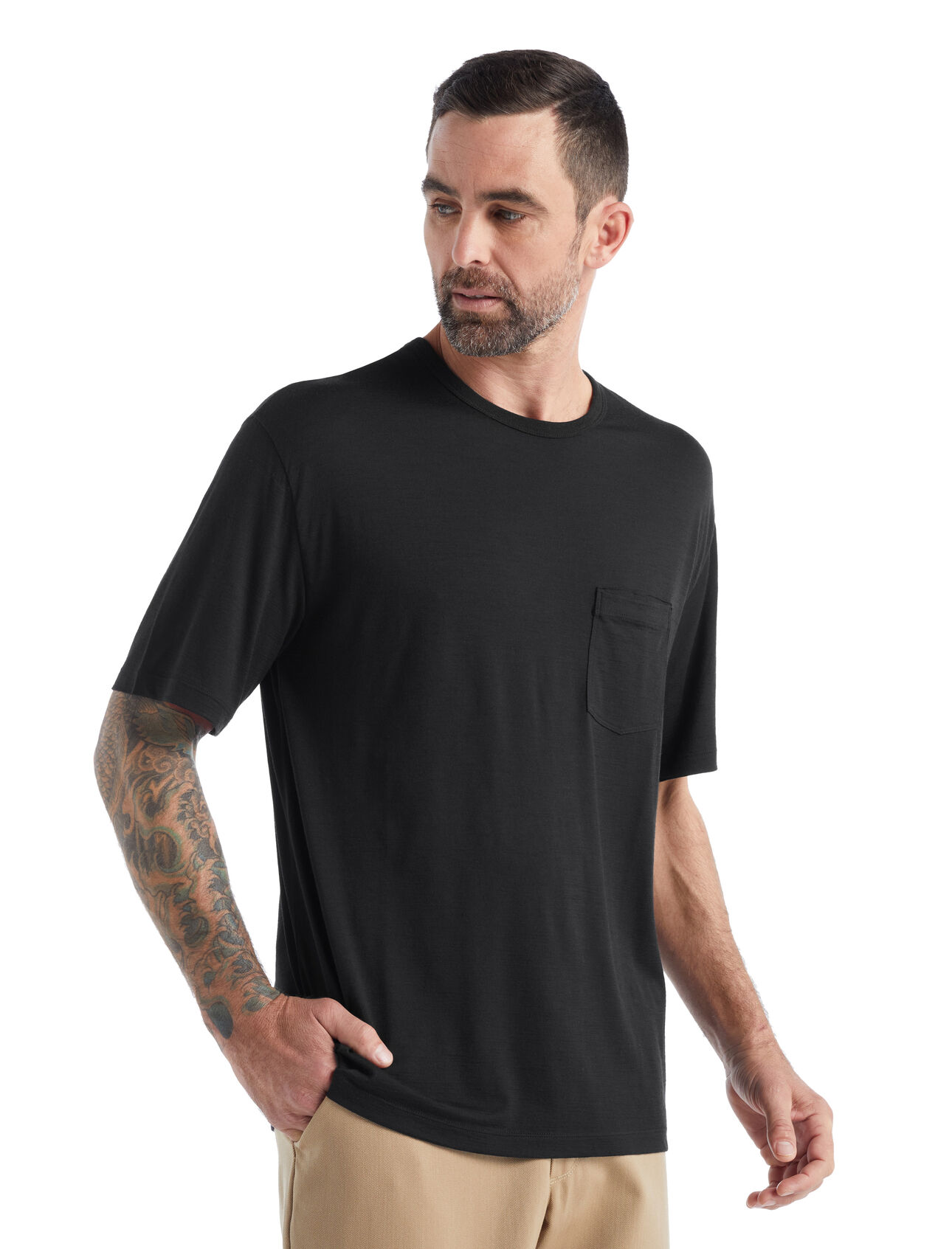 Mens Merino Granary Short Sleeve Pocket Tee A classic pocket tee with a relaxed fit and soft, breathable, 100% merino wool fabric, the Granary Short Sleeve Pocket Tee is all about everyday comfort and style.