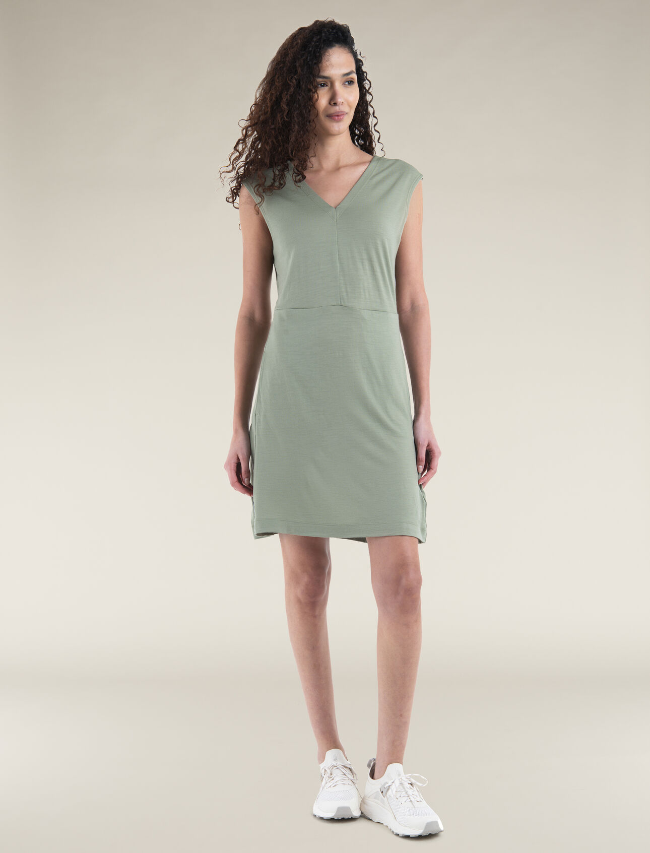 Merino 200 Granary Ärmelloses Kleid mit V-Ausschnitt