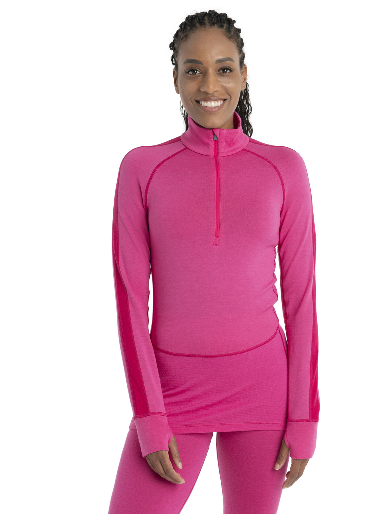 Womens 260 ZoneKnit™ Merino Long Sleeve Half Zip Thermal Top A heavyweight merino base layer top designed to help regulate temperature during high-intensity activity, the 260 ZoneKnit™ Long Sleeve Half Zip feature 100% pure and natural merino wool.