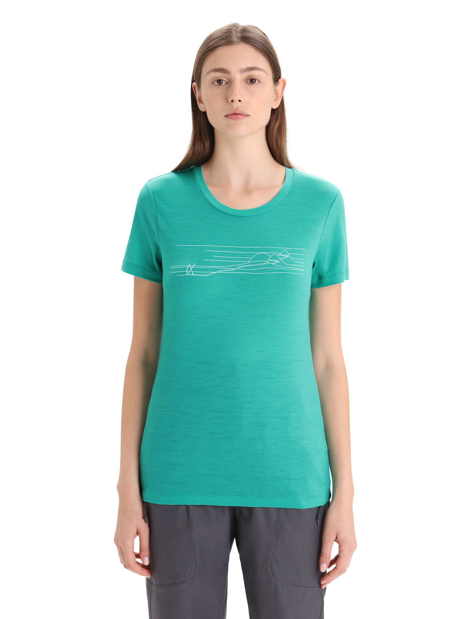 Merino Tech Lite II Short Sleeve T Shirt Ski Stripes Icebreaker EU