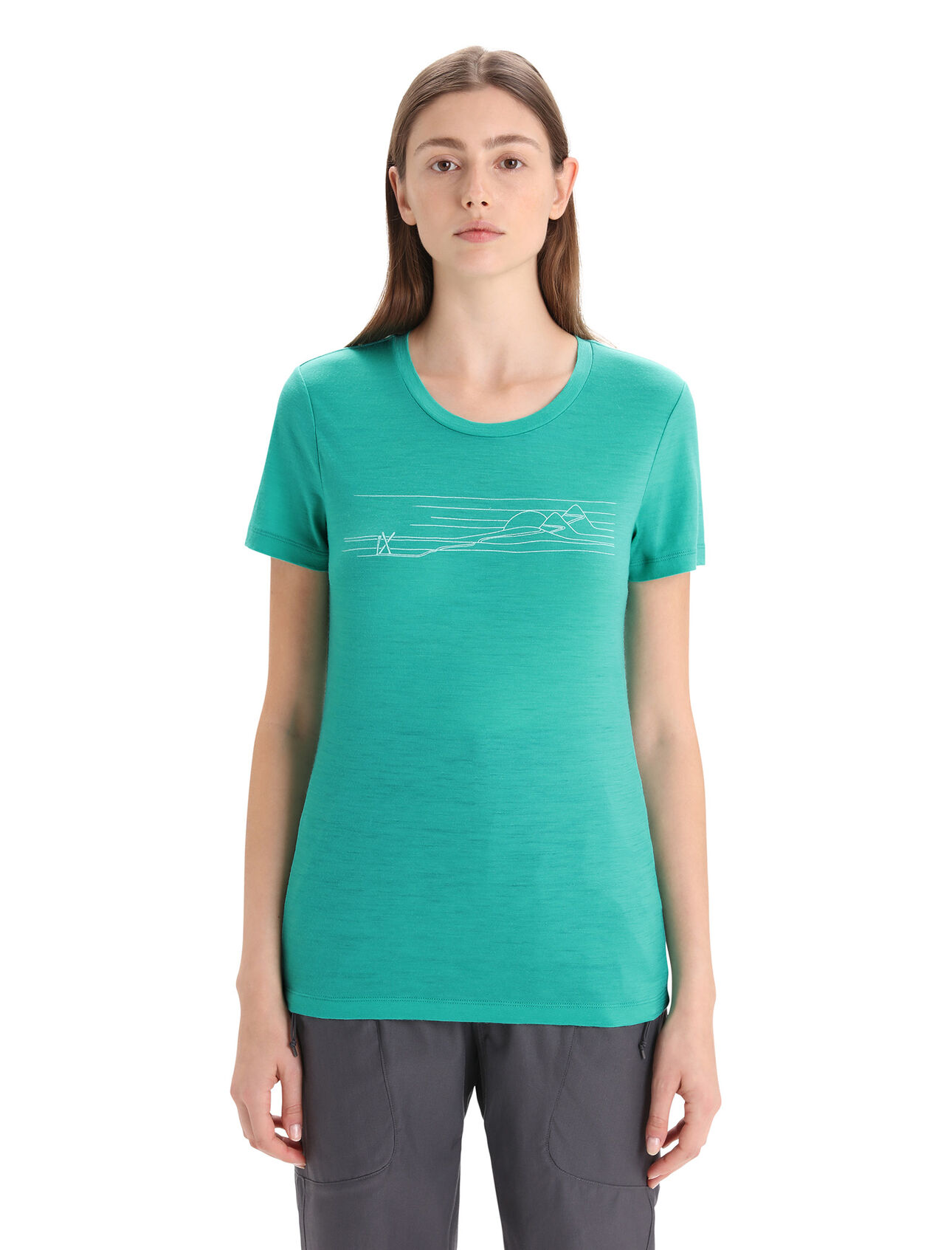 Womens Merino Tech Lite II Short Sleeve T-Shirt Ski Stripes Our versatile tech tee that provides comfort, breathability and natural odor-resistance for any adventure you can think of, the Tech Lite II Short Sleeve Tee Ski Stripes features 100% merino for all-natural performance. The tee’s original artwork by Damon Watters features a hand-drawn sketch of a dreamy backcountry ski run.