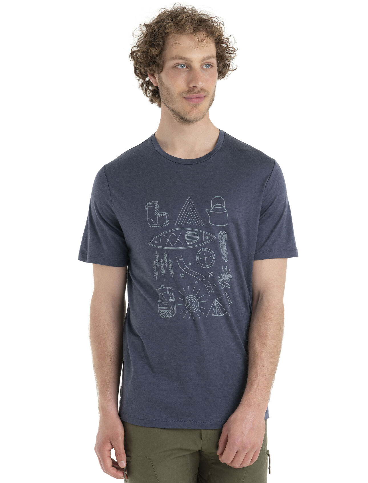 Mens Merino 150 Tech Lite II Short Sleeve T-Shirt Camp Essentials Our versatile tech tee that provides comfort, breathability and odour-resistance for any adventure you can think of, the 150 Tech Lite II Short Sleeve Tee Camp Essentials features 100% merino for all-natural performance. The tee's original artwork features a fun illustration of the ingredients of a good time outside.