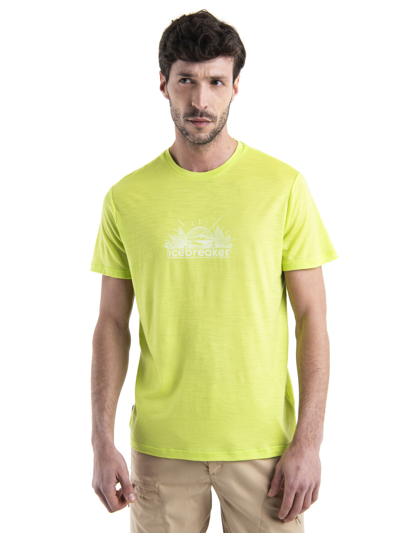 Mens Merino 150 Tech Lite Short Sleeve T-Shirt IB Grown Naturally Our most versatile tech tee that provides comfort, breathability and odour-resistance for four seasons worth of adventure, the Merino 150 Tech Lite III Short Sleeve Tee IB Grown Naturally features 100% merino for all-natural performance. The original artwork features a hand-drawn illustration of New Zealand's Mount Taranaki integrated with the icebreaker logo.