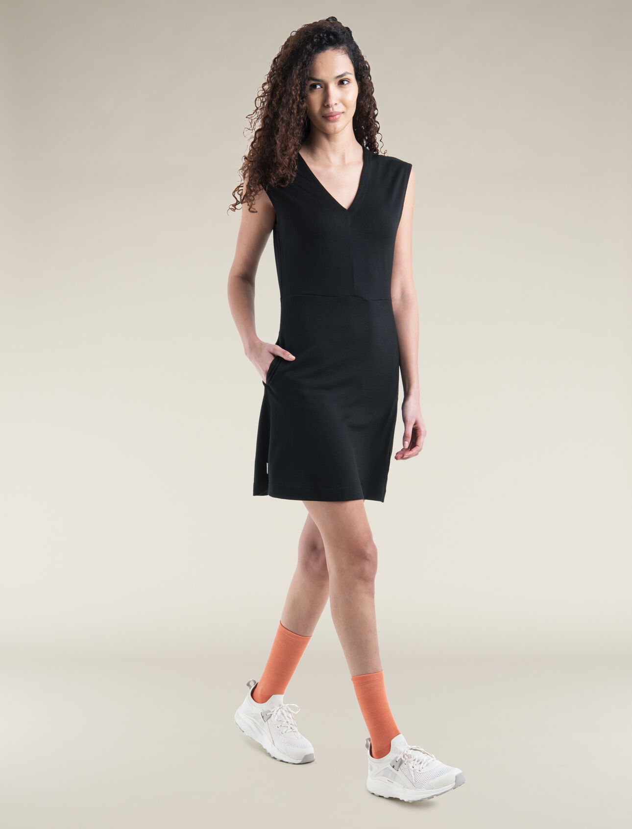 Merino 200 Granary Sleeveless V Neck Dress