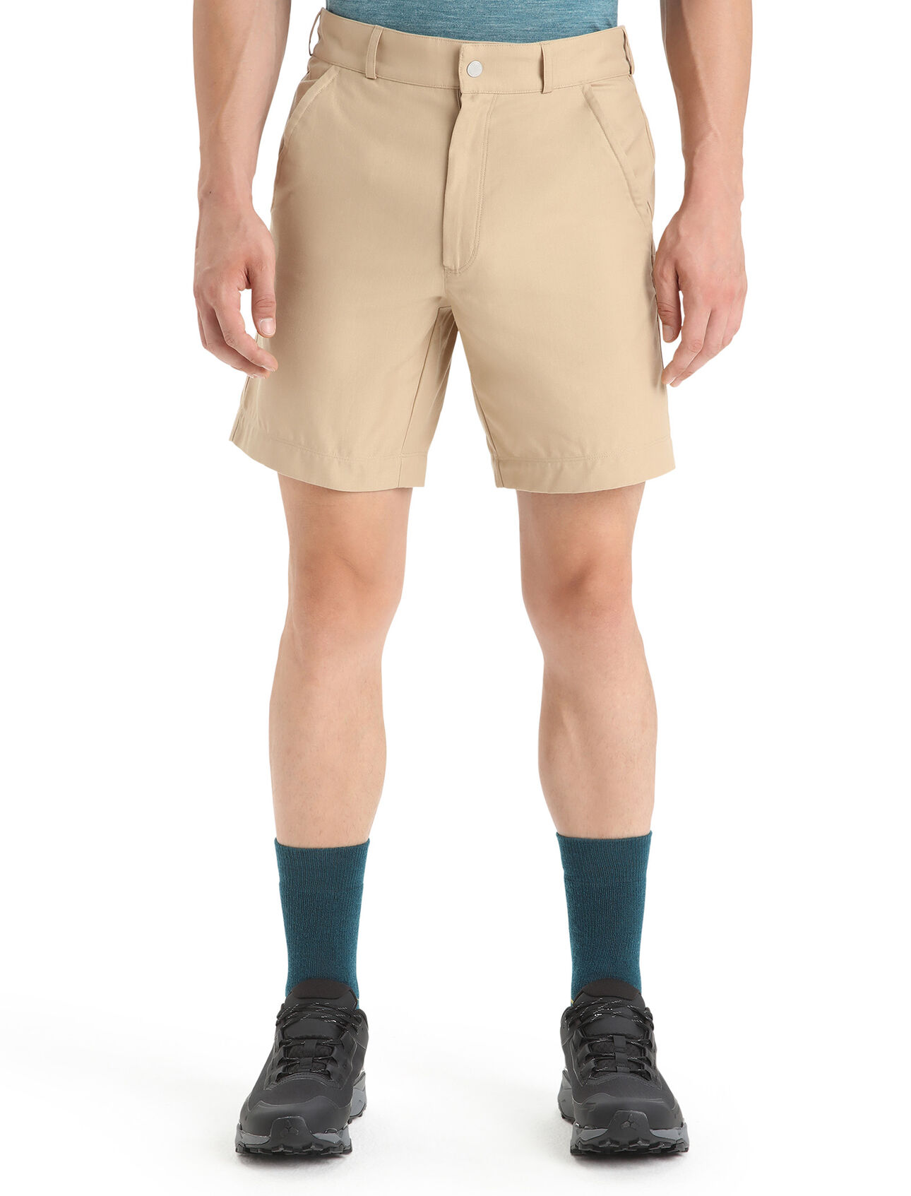 Mens Merino Hike 8'' Shorts A durable and dependable mountain short made from a unique blend of merino wool and organically grown cotton, the Hike Shorts are perfect for mountain adventures of all kinds.