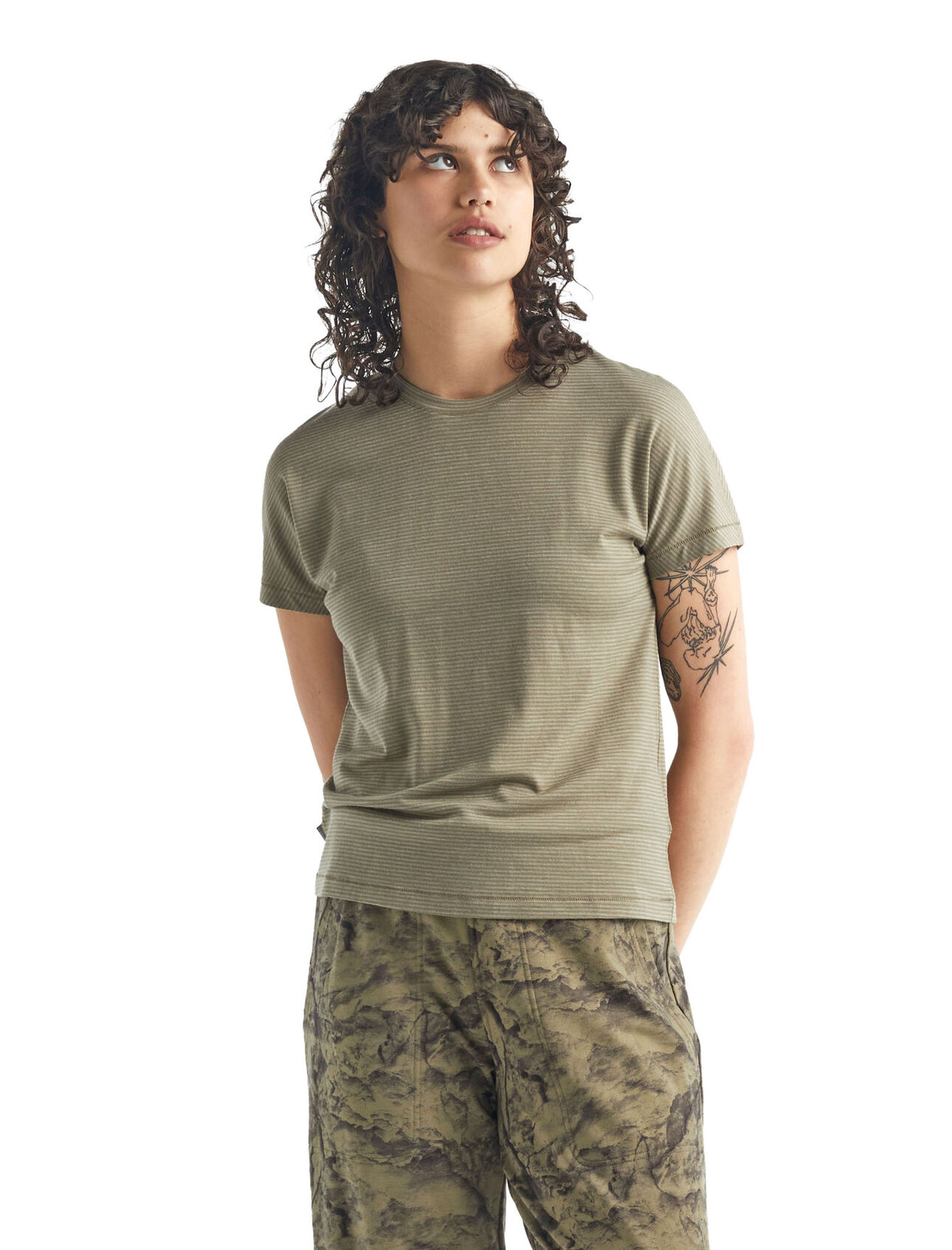 Cool-Lite™ Utility Explore kortärmad t-shirt i merino med rund halsringning och ränder