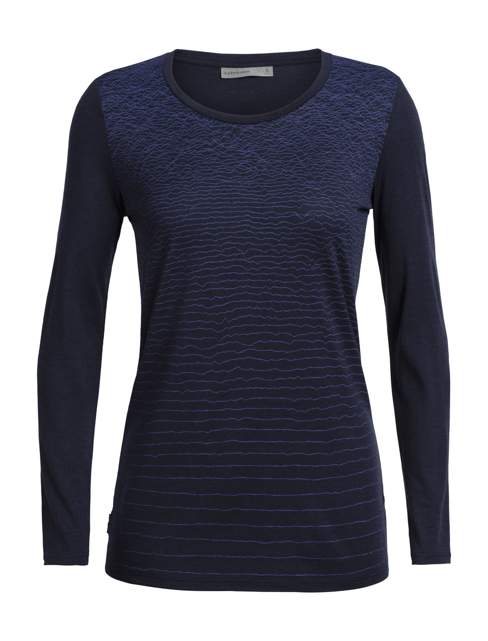 Merino Tech Lite Long Sleeve Low Crewe T Shirt Landscape Lines Icebreaker EU