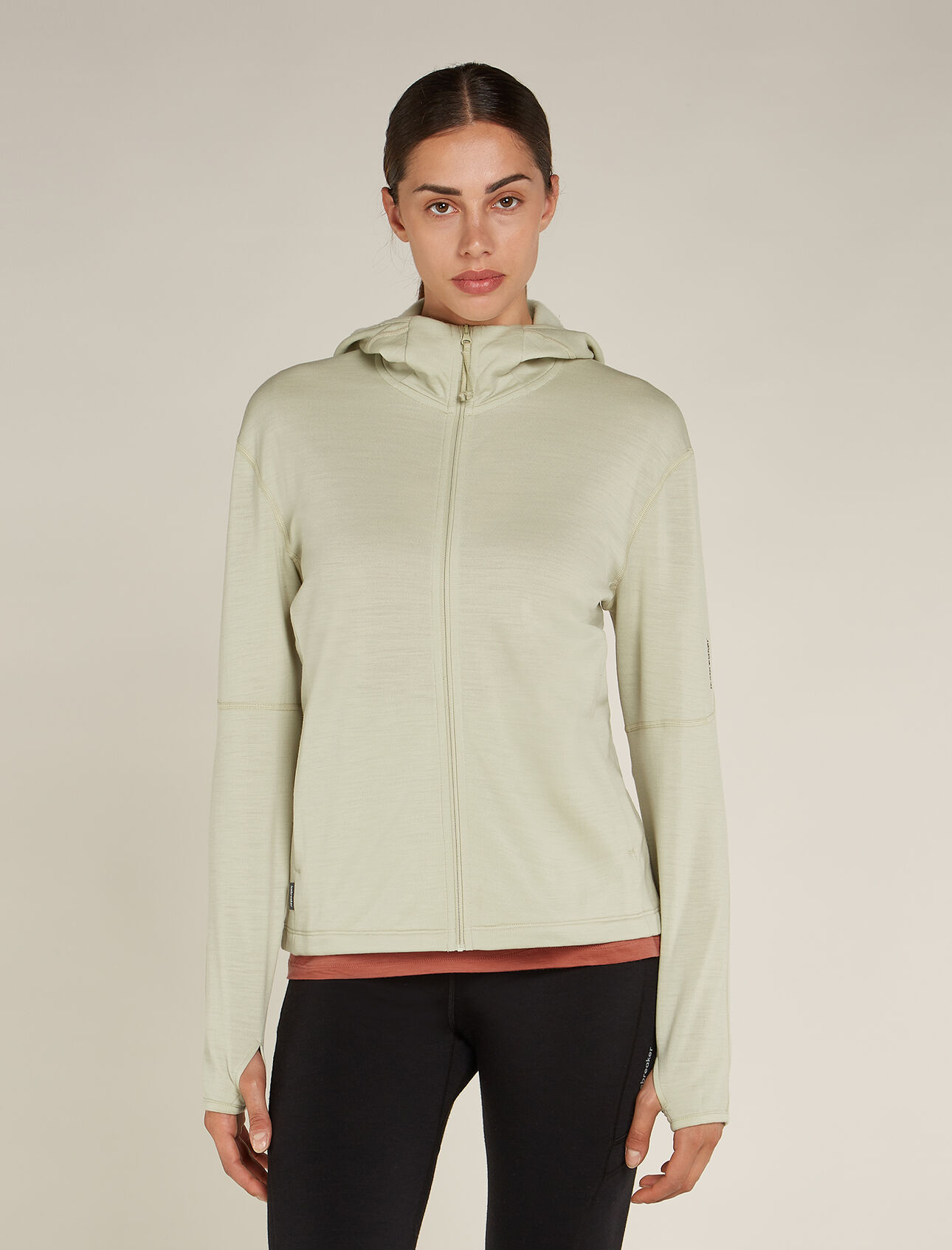 Womens Merino 360 Realfleece™ Elemental Long Sleeve Zip Hoodie A merino fleece midlayer fleece ideal for mild to cold-weather training, winter alpine climbing or resort skiing, the Merino 360 Realfleece™ Elemental Long Sleeve Zip Hoodie features 100% pure merino wool to naturally insulate, breathe and regulate your temperature, with a full hood for added protection.