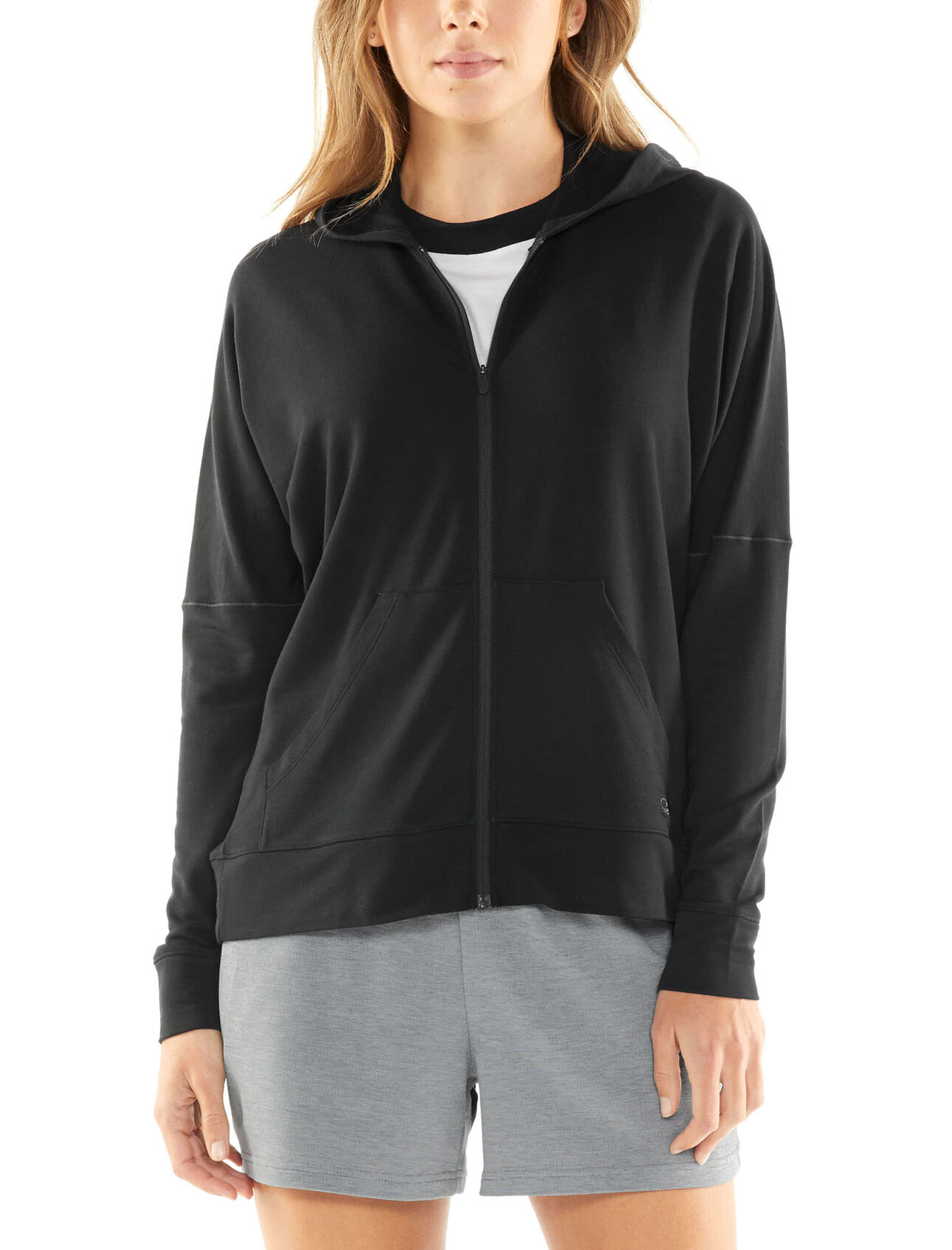 Womens Merino Cool Lite Momentum Long Sleeve Zip Hood Jacket Icebreaker