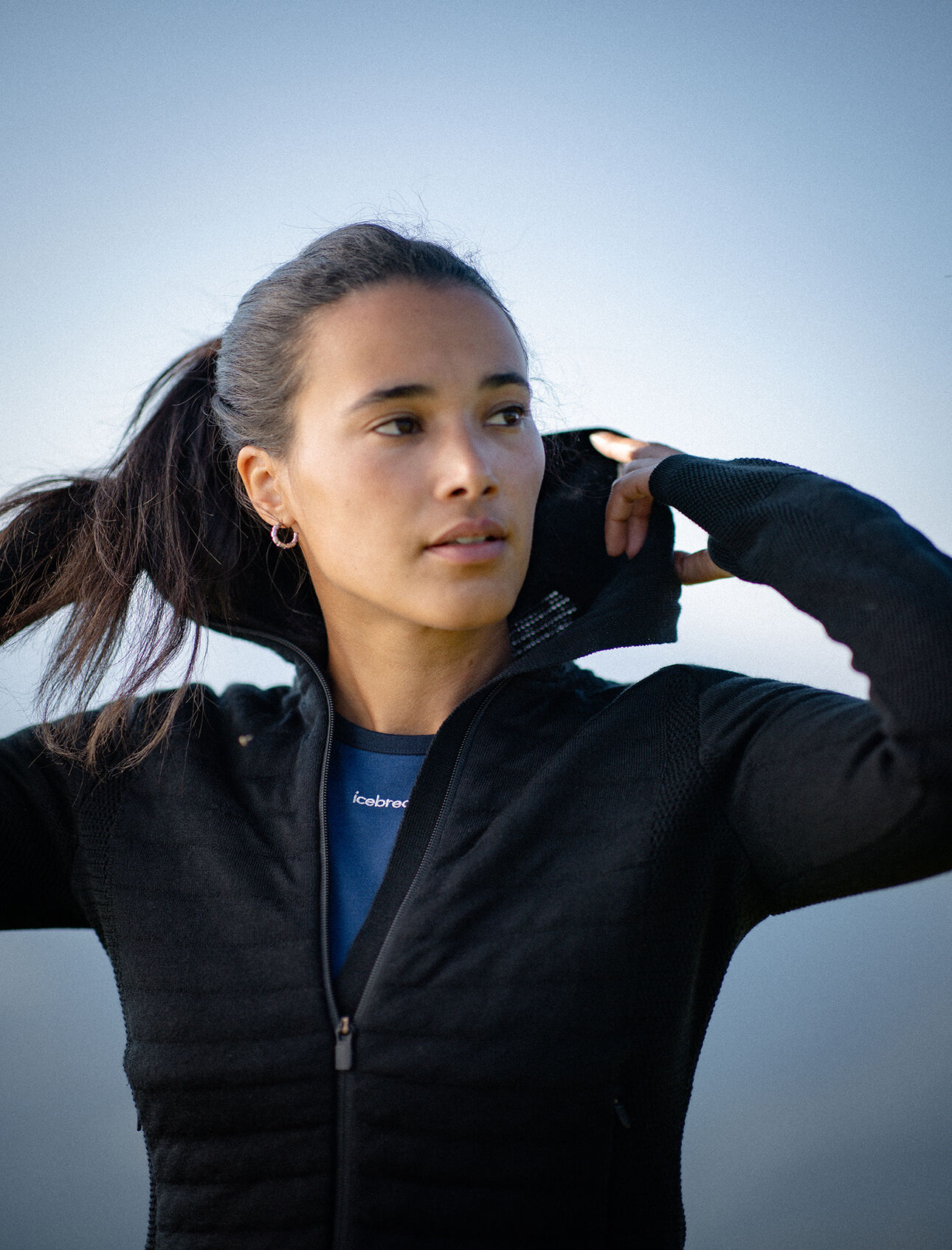 ZoneKnit™ Explore hoody met lange mouwen en rits van merinowol