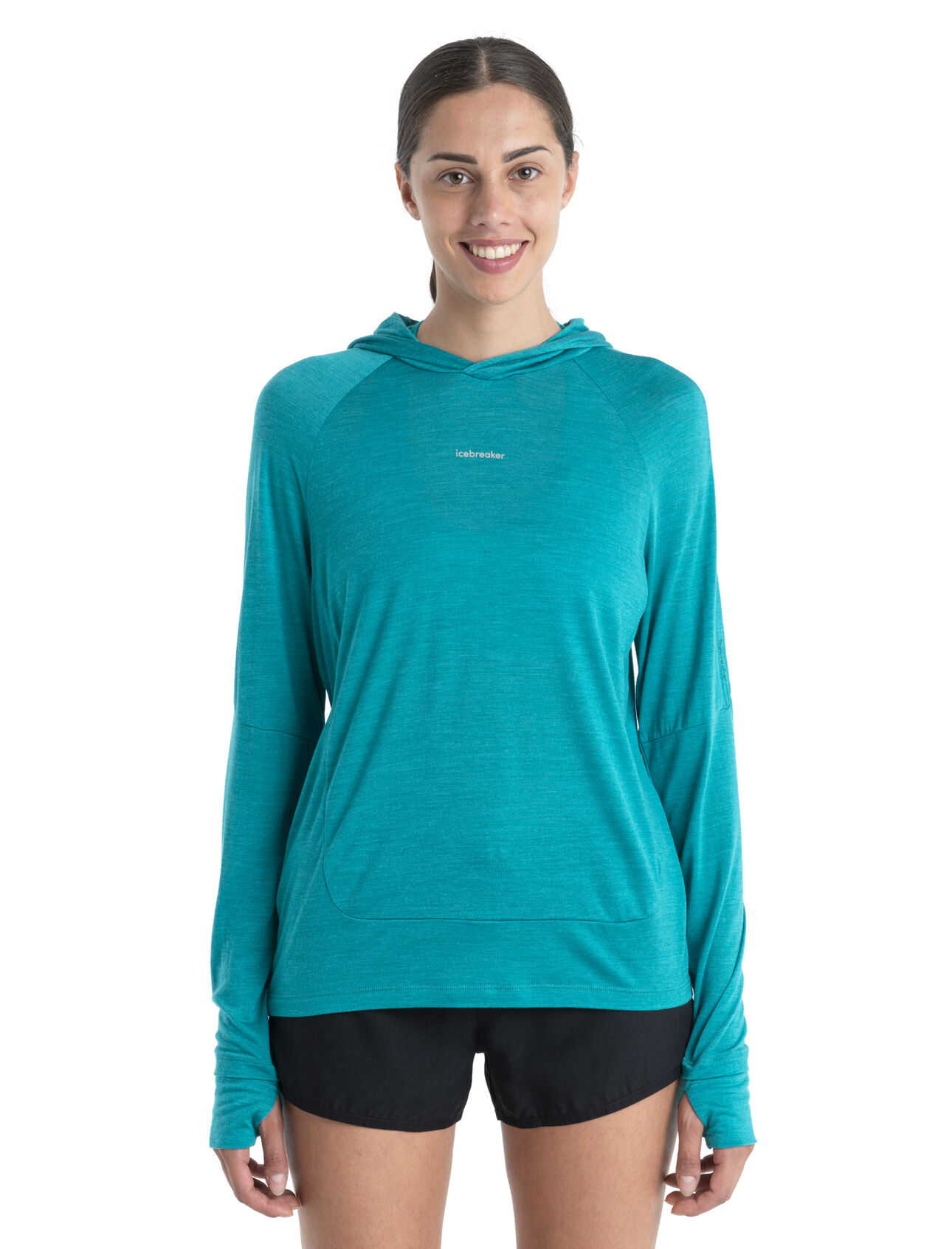 Womens 125 Cool-Lite™ Sphere Merino Long Sleeve Hoodie A lightweight and breathable performance hoodie designed for aerobic days outside, the Cool-Lite™ Long Sleeve Hoodie features our moisture-wicking Cool-Lite™ merino jersey fabric.