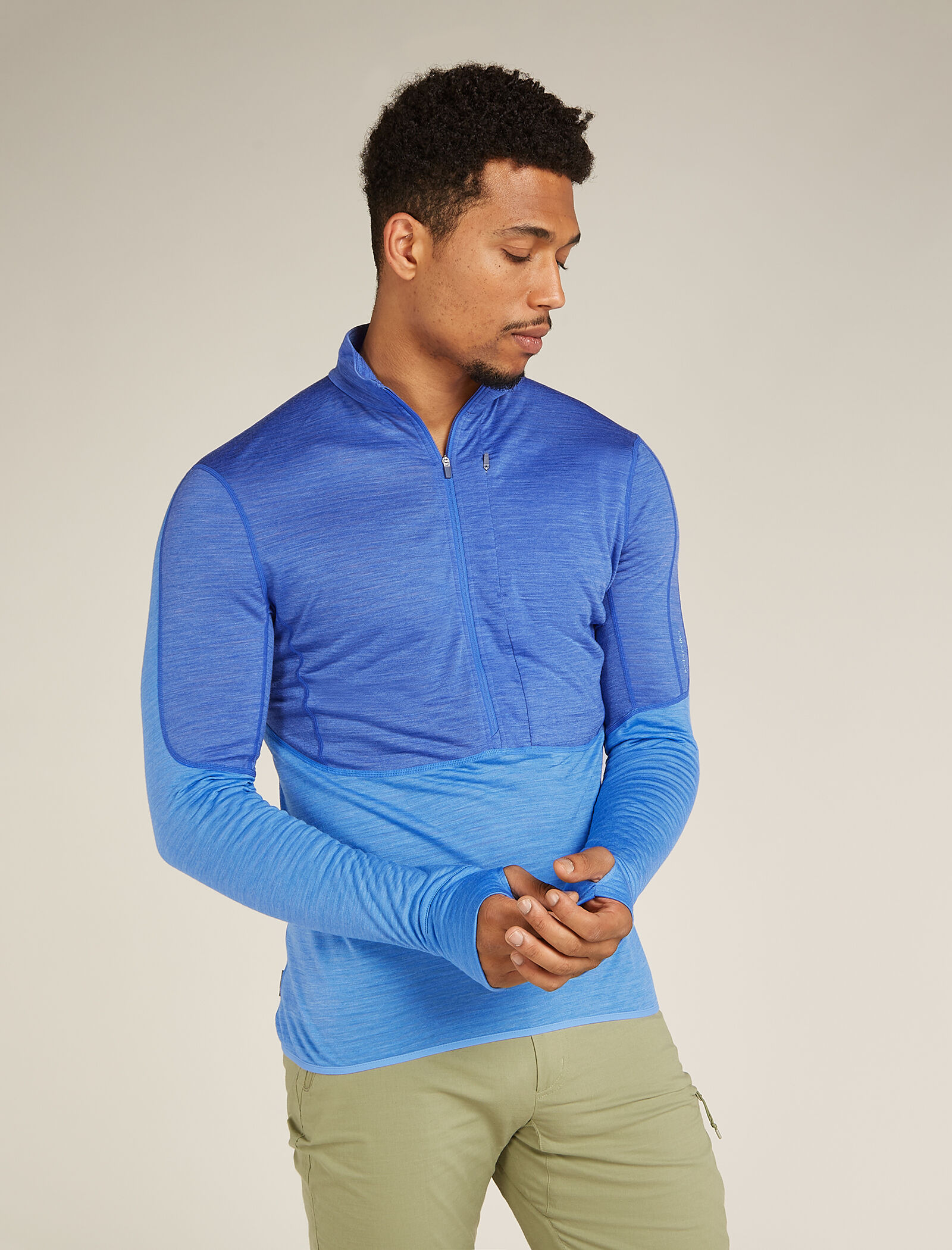 Men s Merino Blend 200 Realfleece Descender Long Sleeve Half Zip Jacket