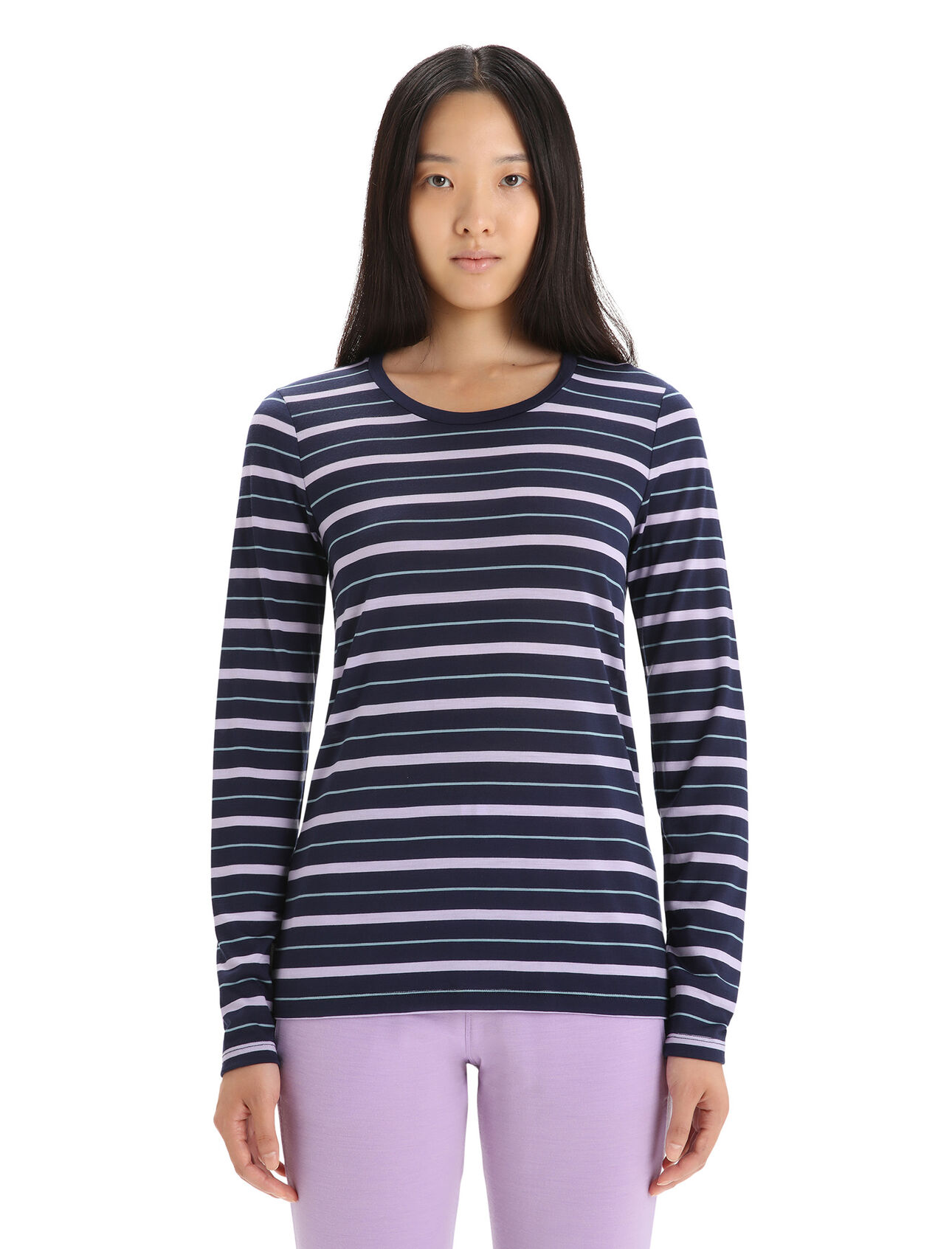 T-shirt manches longues mérinos Wave Stripe Femme Haut classique, léger et idéal par temps chaud, le t-shirt manches longues Wave Stripe est composé de notre jersey Cool-Lite™, un mélange naturel et respirant à base de laine mérinos.