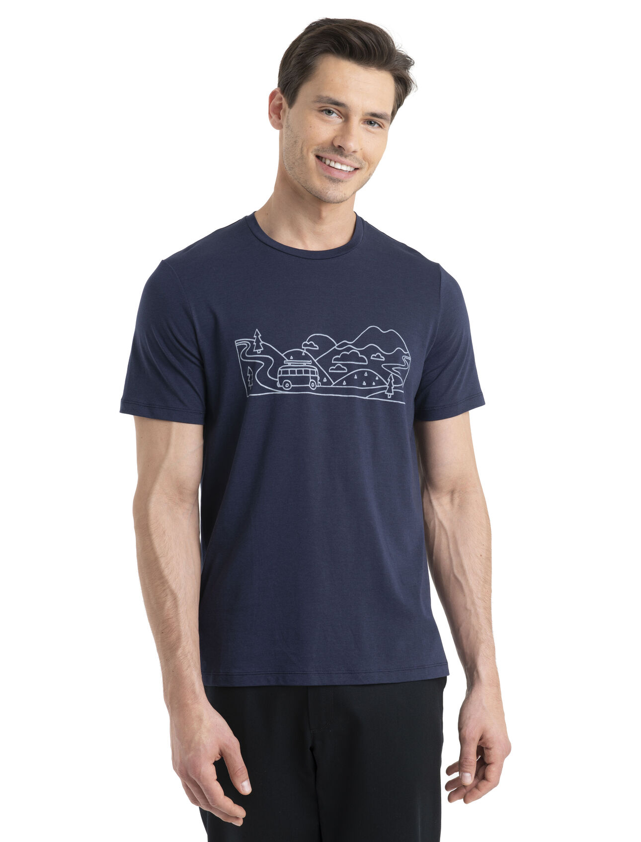 Mens Tencel™ Cotton Short Sleeve T-Shirt Combi Ski Trip A clean and comfortable everyday tee with classic style and a blend of natural fibres, the Tencel Cotton Short Sleeve Tee Combi Ski Trip features a super-soft jersey fabric that combines organic cotton and TENCEL™. The original artwork draws inspiration from a classic roadtrip in search of powder. 