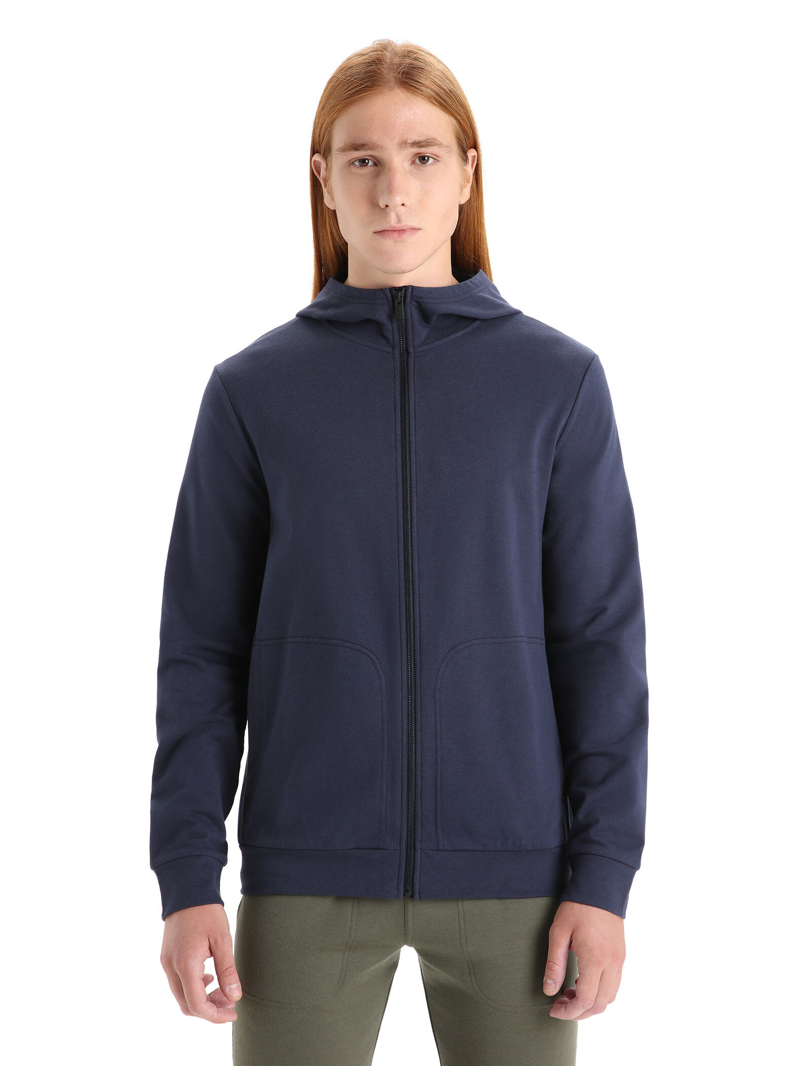 Maglia in lana merino a maniche lunghe con zip e cappuccio Central