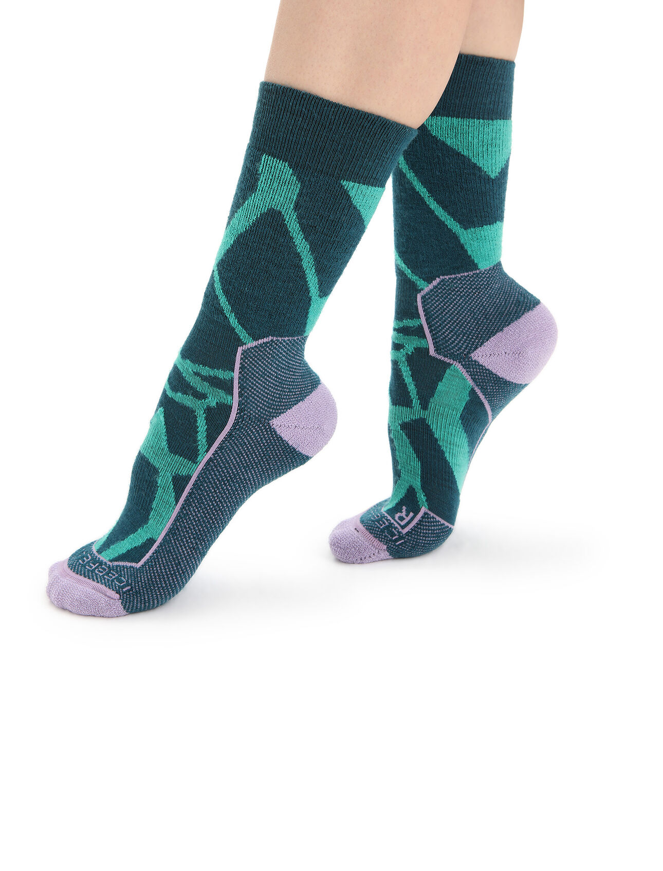 Womens Merino Hike+ Medium Crew Fractured Landscapes Socks Durable, crew-length merino socks that are stretchy and naturally odor-resistant with medium cushion, the Hike+ Medium Crew Fractured Landscapes socks feature an anatomical sculpted design for added support on day hikes and backpacking  trips.