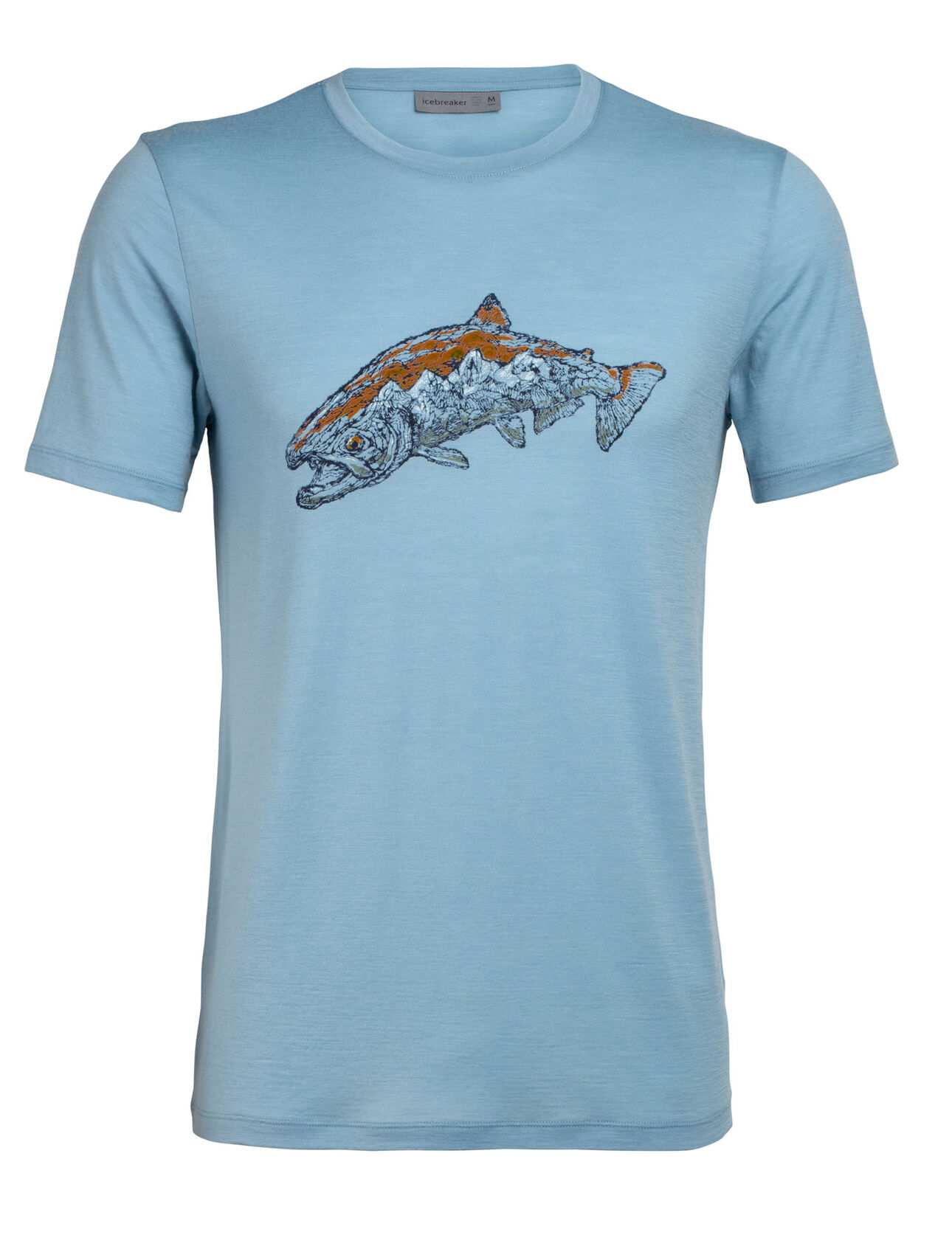 Tech Lite T-shirt Tetons Salmon met korte mouwen en ronde hals van merinowol
