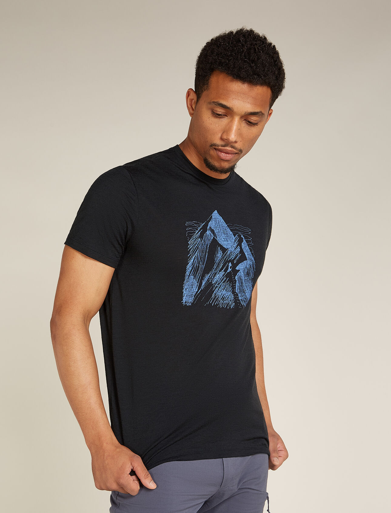Mens Merino 150 Tech Lite Short Sleeve T-Shirt Granite Adventures Our versatile tech tee that provides comfort, breathability and odour-resistance for any adventure you can think of, the Merino 150 Tech Lite Short Sleeve Tee Granite Adventures features 100% merino for all-natural performance. The original artwork features an expressive illustration of a mountaineer nearing the summit in the Darren Mountains of New Zealand. 