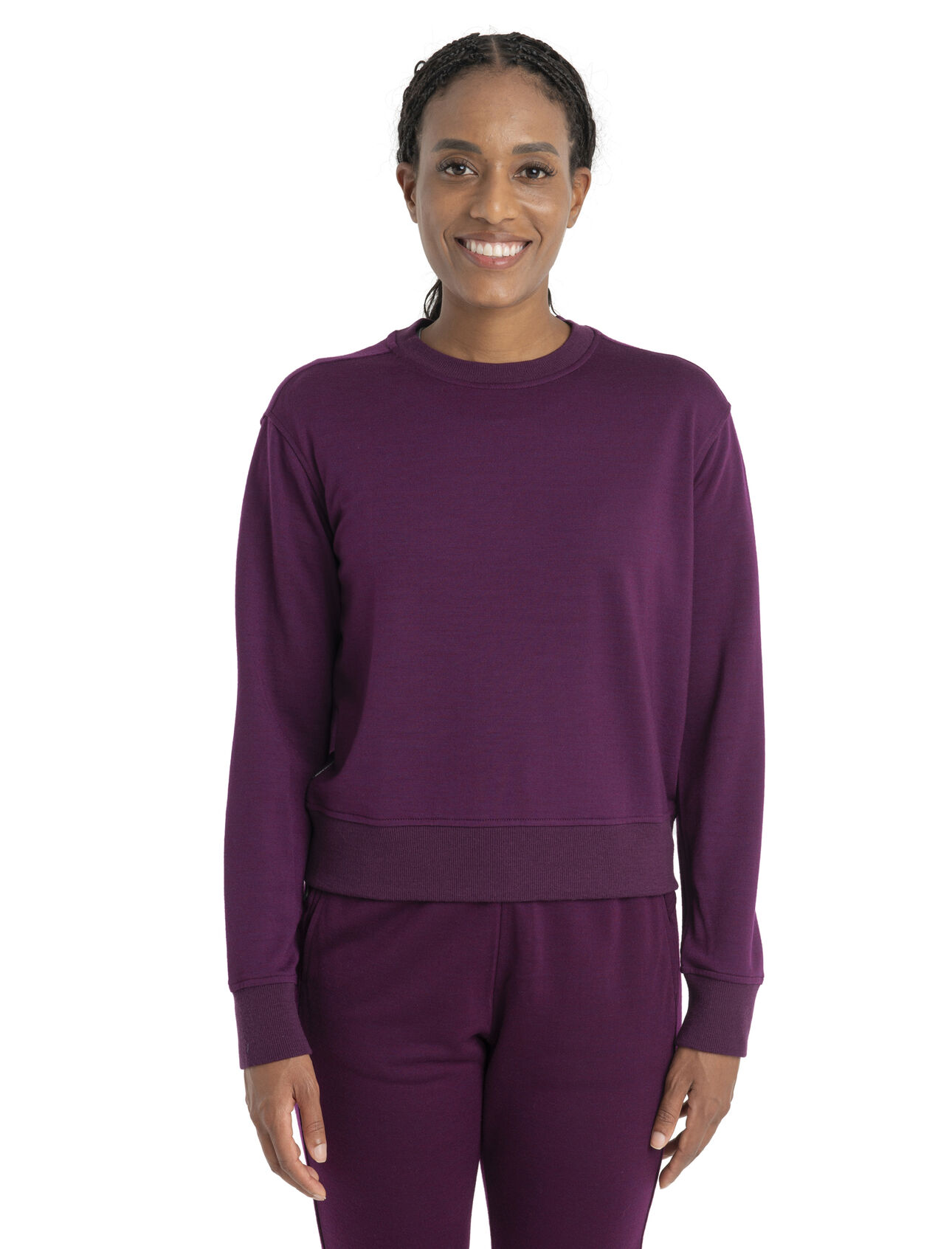 Womens Merino Blend Crush II Long Sleeve Sweatshirt The ultimate in down-time comfort, the Crush II Long Sleeve Sweatshirt is a clean and classic pullover made with our Eucaform fabric—a blend of natural merino wool and plant-based TENCEL™ Lyocell terry.