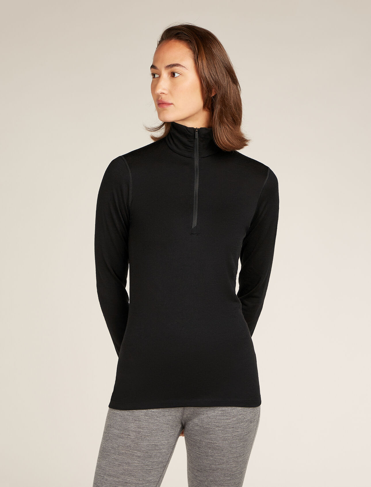 Maglia termica a maniche lunghe e mezza zip in lana merino 200 Oasis