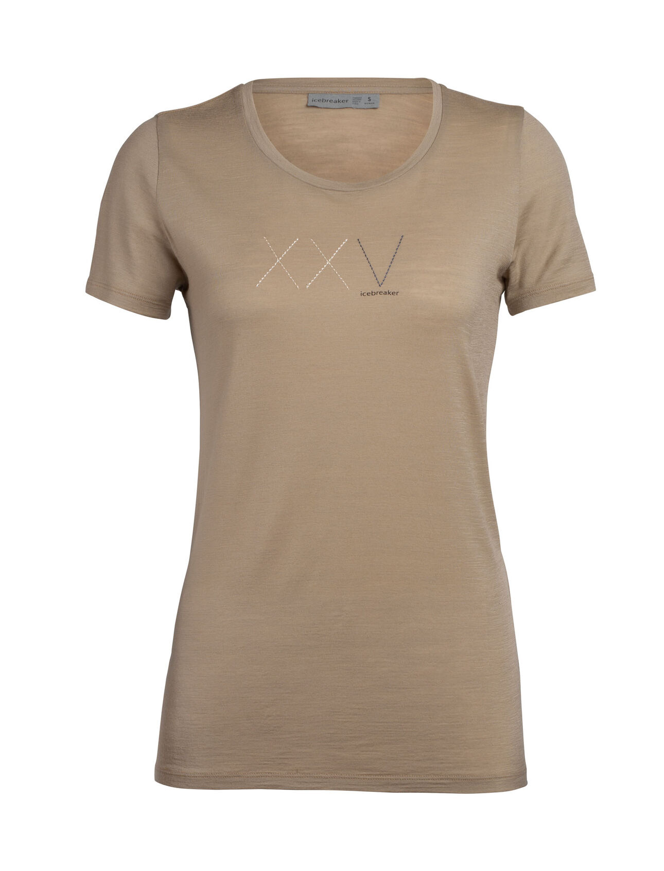 nature dye Tech Lite T-shirt Anniversary XXV met korte mouwen en lage ronde hals van merinowol
