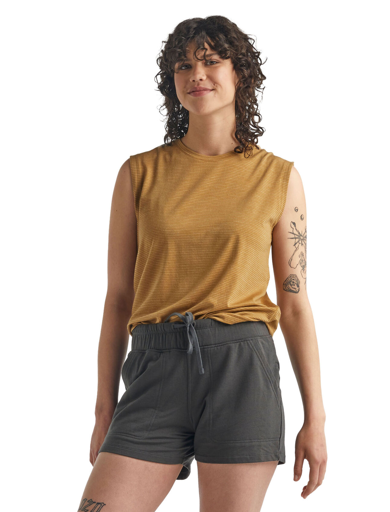 T-shirt in lana merino Cool-Lite™ Utility Explore Sleeveless Crewe Stripe