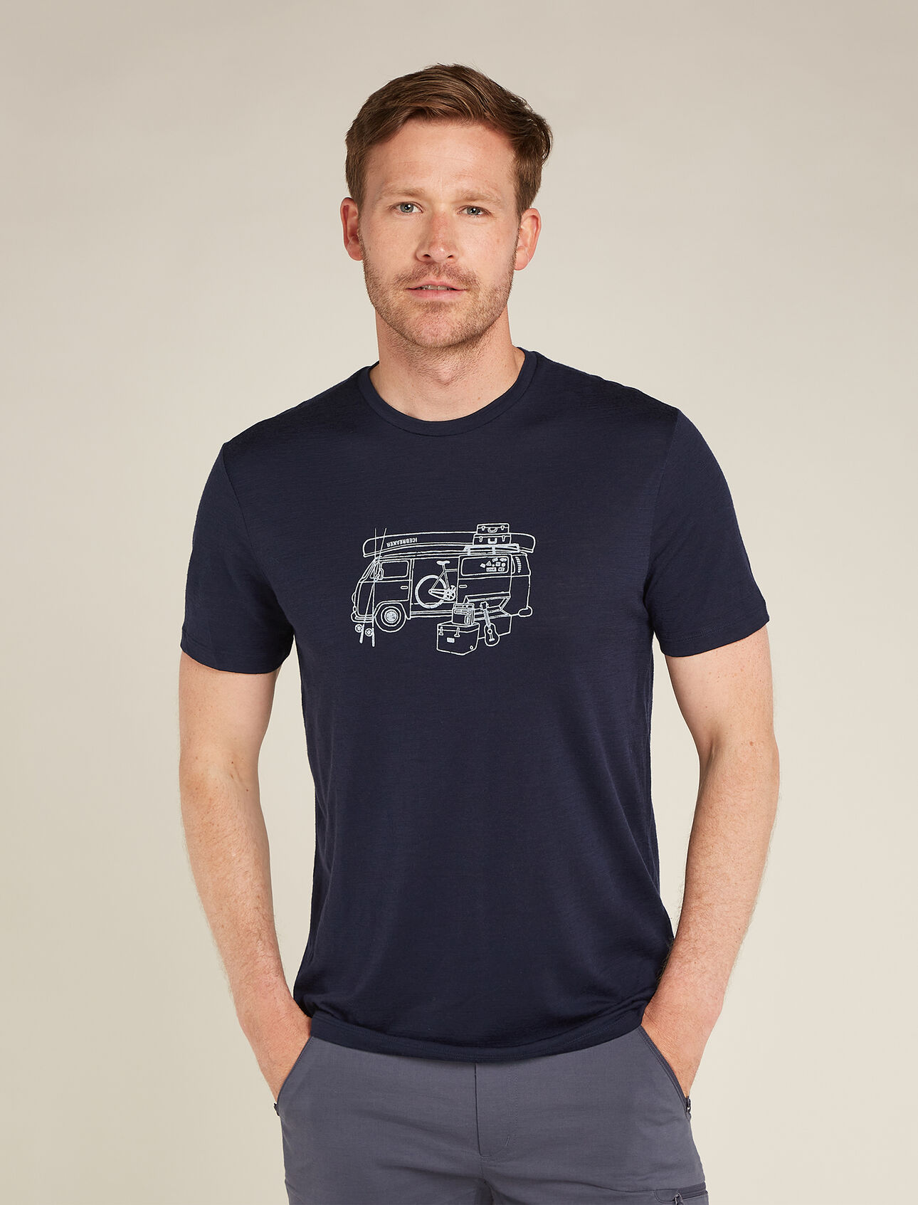 Mens Merino 150 Tech Lite Short Sleeve T-Shirt Van Life Our most versatile tech tee that provides comfort, breathability and odour-resistance for four seasons worth of adventure, the Merino 150 Tech Lite Short Sleeve Tee Van Life features 100% merino for all-natural performance. The original graphic artwork features a fun illustration of the ultimate adventure rig, geared up and ready for anything.