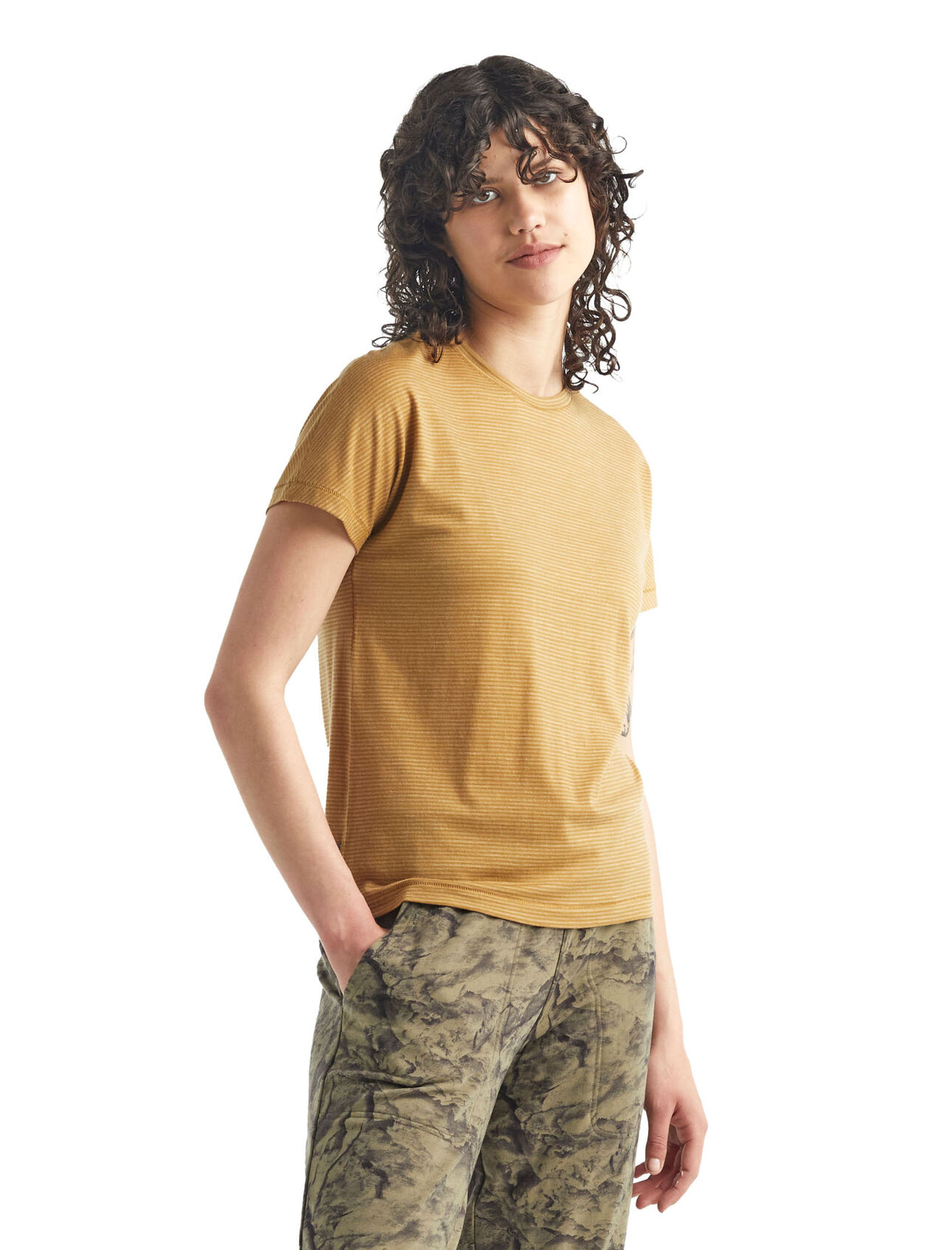 Cool-Lite™ Utility Explore gestreept T-shirt met korte mouwen en ronde hals van merinowol