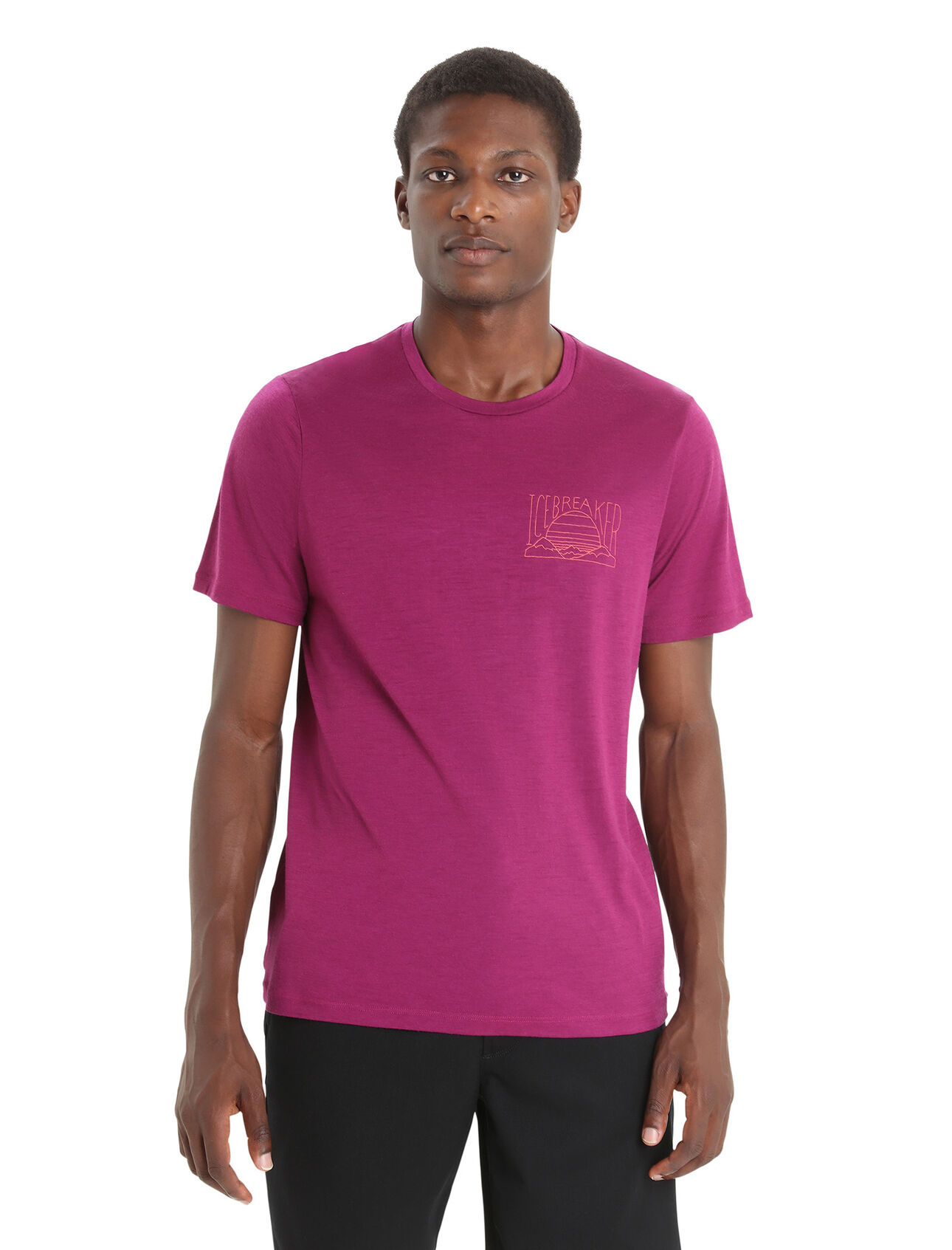 Mens Merino Tech Lite II Short Sleeve T-Shirt Mountain Sunset Our versatile tech tee that provides comfort, breathability and natural odour-resistance for any adventure you can think of, the Tech Lite II Short Sleeve Tee Mountain Sunset features 100% merino for all-natural performance. The original artwork features a retro-inspired logo graphic of the sun setting over New Zealand's Mt. Nicholas. 