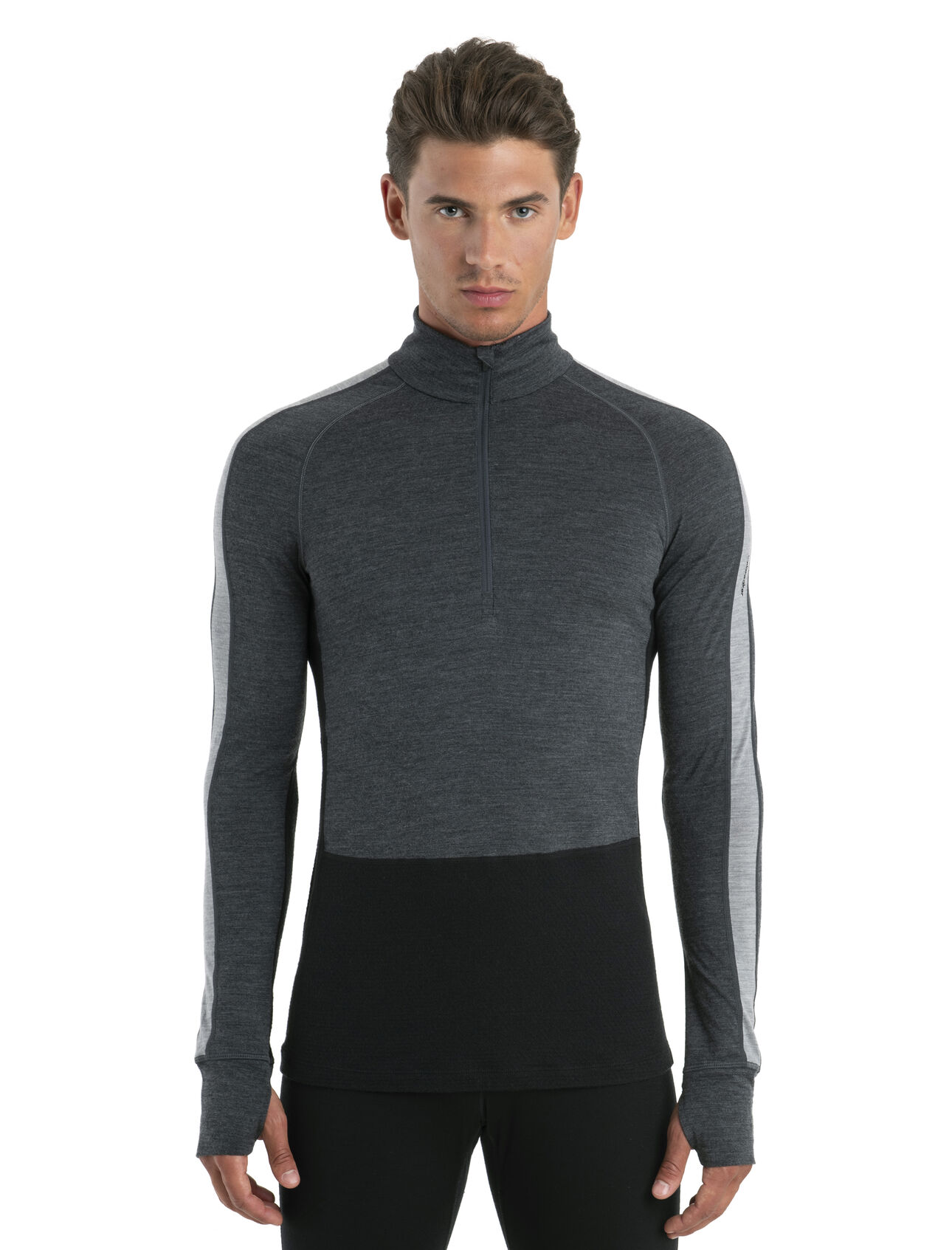 Mens 200 ZoneKnit™ Merino Long Sleeve Half Zip Thermal Top A midweight merino base layer top designed to help regulate temperature during high-intensity activity, the 200 ZoneKnit™ Long Sleeve Half Zip features 100% pure and natural merino wool.