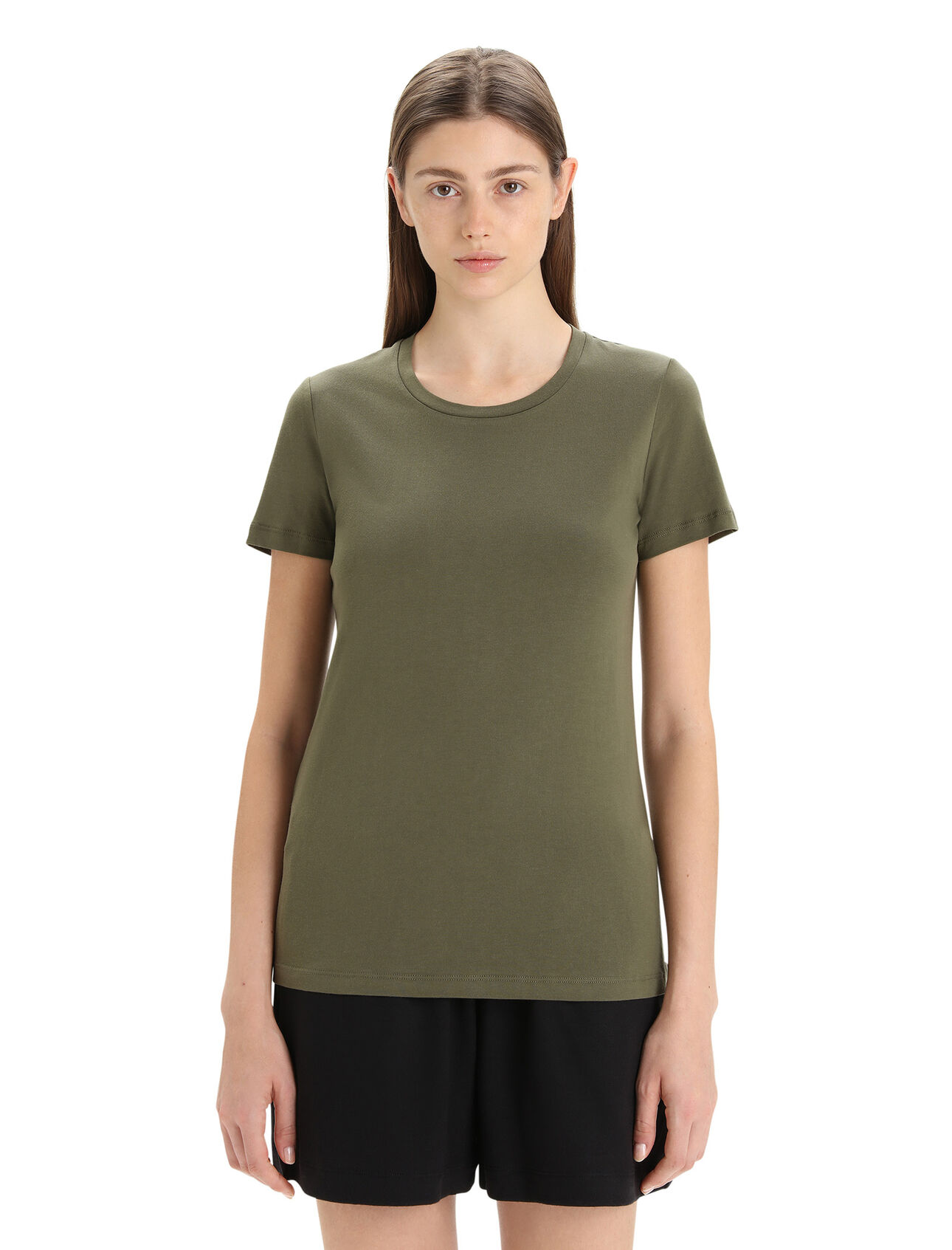 T-shirt manches courtes, Tencel et coton Femmes Modèle classique, épuré et confortable, le t-shirt à manches courtes en TENCEL™ et coton est confectionné dans un jersey très doux qui allie du coton biologique à du TENCEL™ naturel.