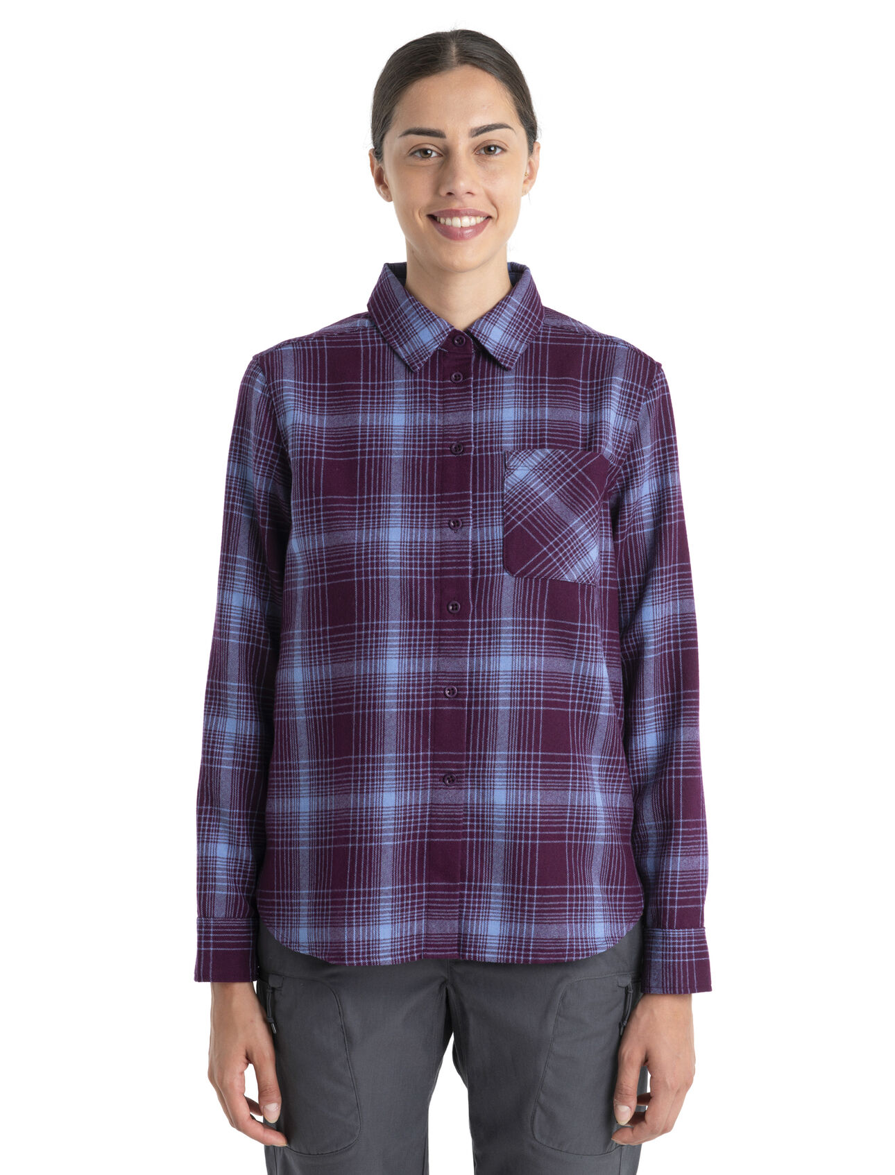 para mujer Camisa de manga larga Merino 200 Dawnder Flannel Plaid La camisa de manga larga 200 Dawnder Flannel Shirt Plaid, una prenda invernal de franela suave y cálida elaborada con un estilo clásico en 100% lana merina, es una prenda esencial para el clima frío. 