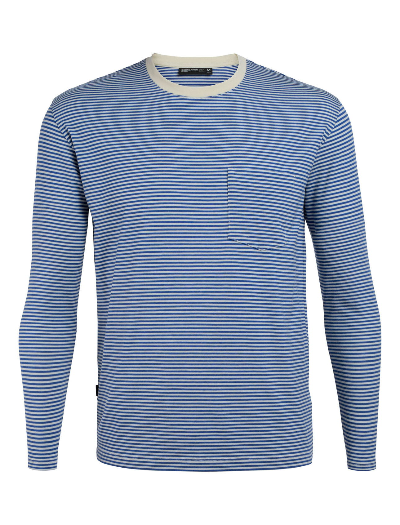 Mens Merino 旅 Tabi Luxe Lite Long Sleeve Pocket Crewe Stripe Top