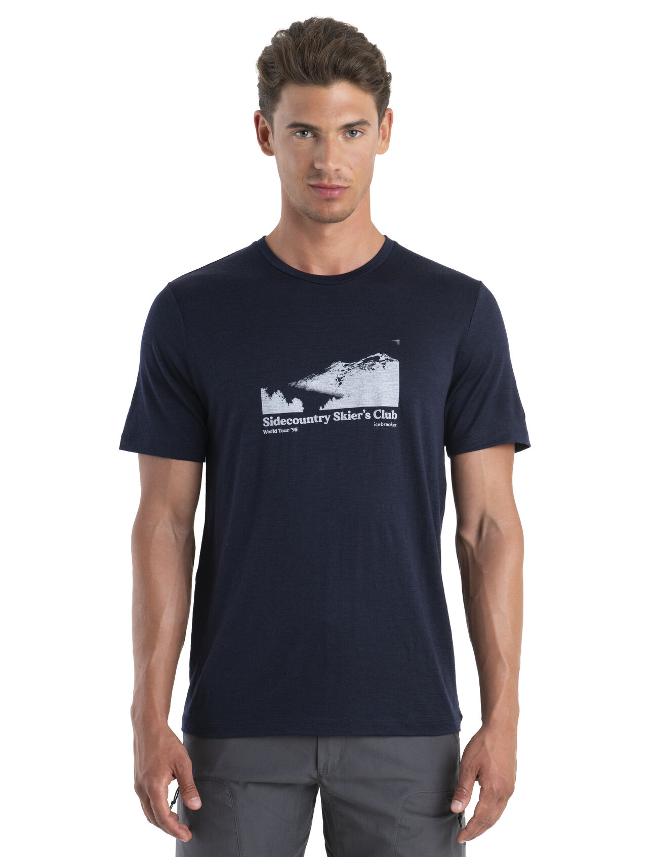 Mens Merino 150 Tech Lite II Short Sleeve T-Shirt Sidecountry Skiers Club Our versatile tech tee that provides comfort, breathability and odour-resistance for any adventure you can think of, the 150 Tech Lite II Short Sleeve Tee Sidecountry Skiers Club features 100% merino for all-natural performance. The tee's original artwork draws inspiration from vintage touring tees, highlighting some of the best places in the world for ungroomed turns outside the ski area.