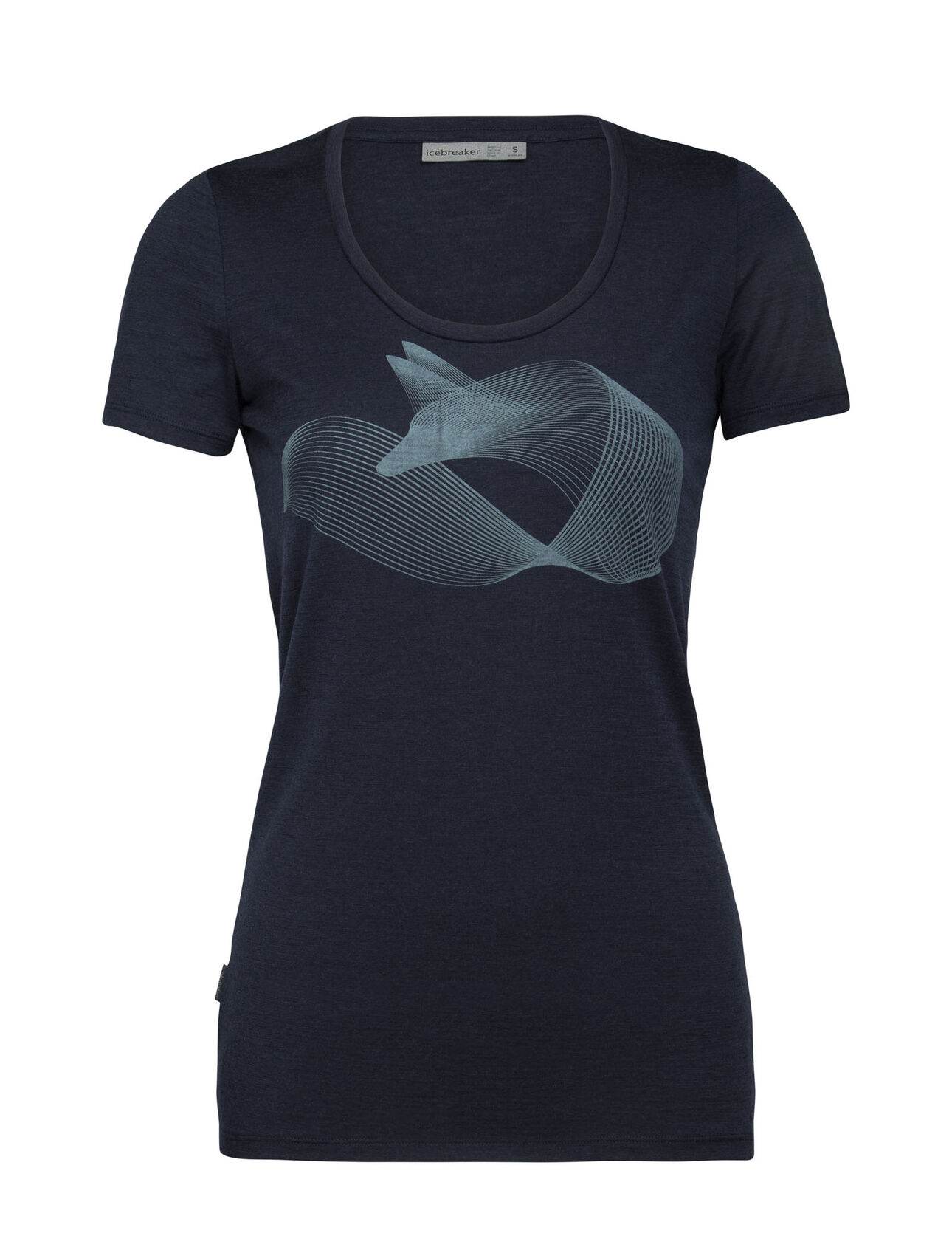 Womens Merino Tech Lite Short Sleeve Scoop Neck T-Shirt Polar Fox Our most versatile tech tee, in breathable, odor-resistant merino wool with a slight stretch and a feminine scoop neck. Artist Andrea Minini creates a beautiful, ﬂowing rendition of the Arctic fox. 