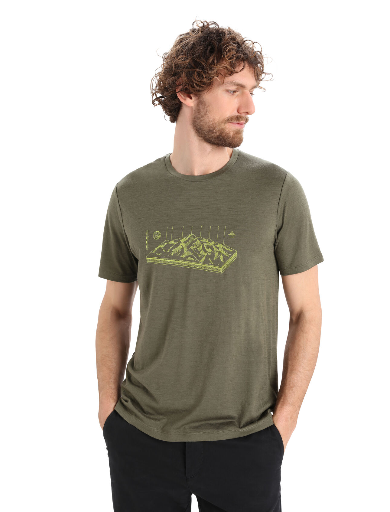 Mens Merino Tech Lite II Short Sleeve T-Shirt Alps 3D Our versatile tech tee that provides comfort, breathability and natural odor-resistance for any adventure you can think of, the Tech Lite II Short Sleeve Tee Alps 3D features 100% merino for all-natural performance. The tee’s original artwork features a hand-drawn sketch inspired by the Mont Blanc region of the Alps.