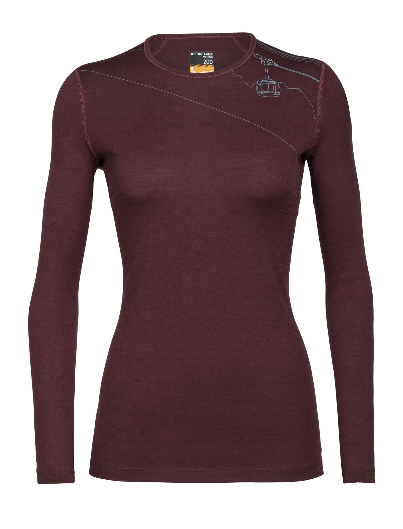 Womens Merino 200 Oasis Long Sleeve Crewe Thermal Top Skyway Lift Our versatile, go-anywhere shirt made from breathable 100% merino wool jersey, the 200 Oasis Long Sleeve Crewe Skyway Lift is our best-selling base layer top. 