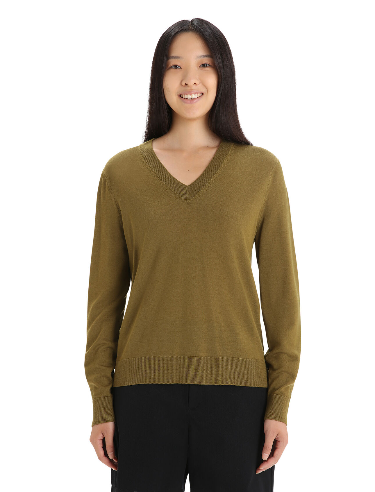 Womens Merino Wilcox Long Sleeve V Neck Sweater A classic everyday sweater made with ultra-fine gauge merino wool for unparalleled softness, the Wilcox Long Sleeve V Neck Sweater is perfect for days when you need a light extra layer.