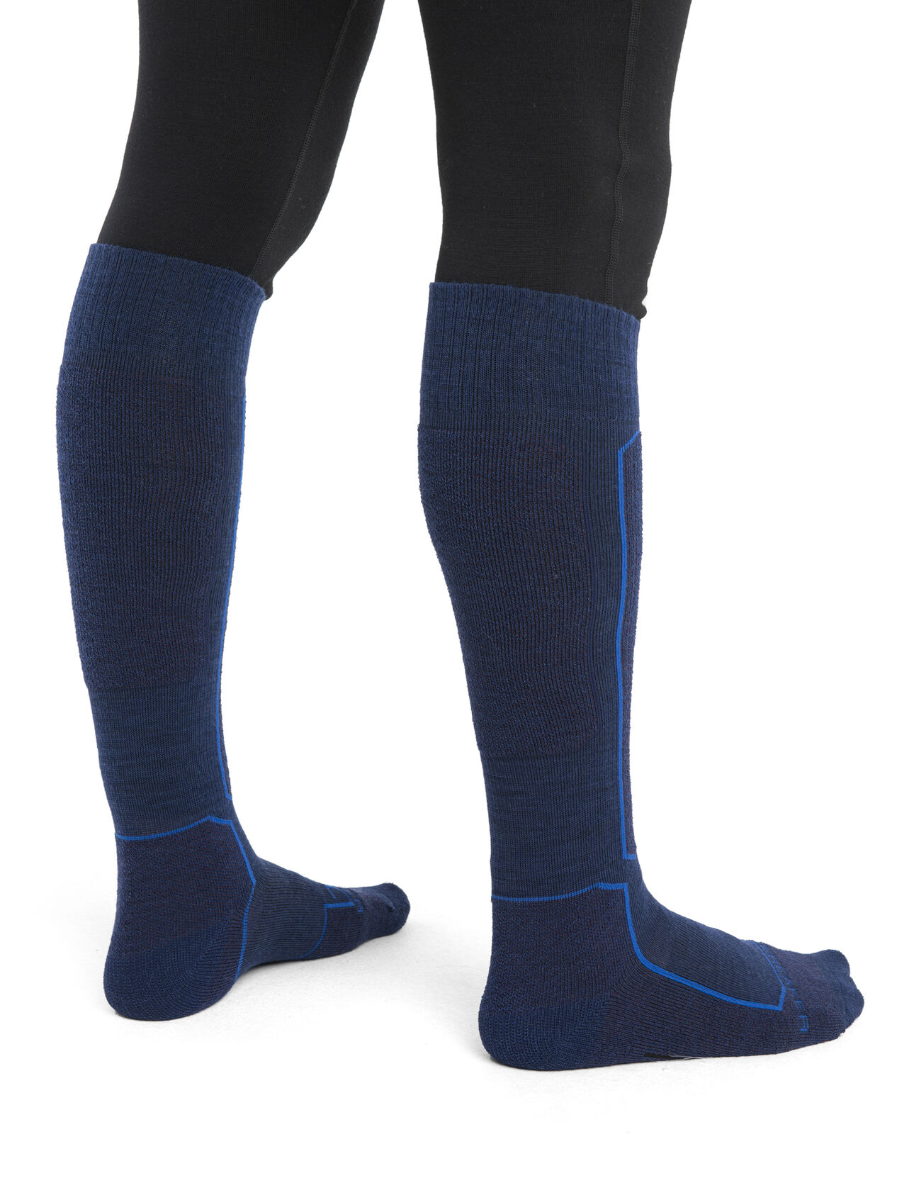 Snowleader - Chaussettes de Ski Laine Merinos - Eighties Ski Socks Blue pour Homme, en Laine - Bleu
