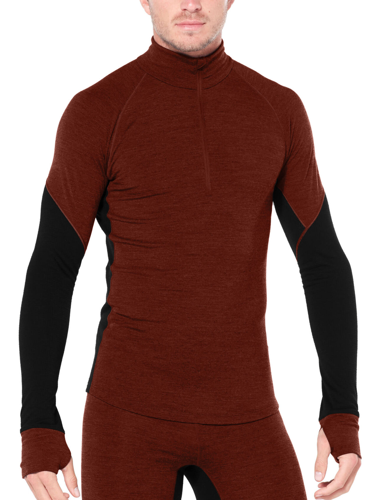 Maglia termica a maniche lunghe e mezza zip BodyfitZone™ in lana merino 260 Zone