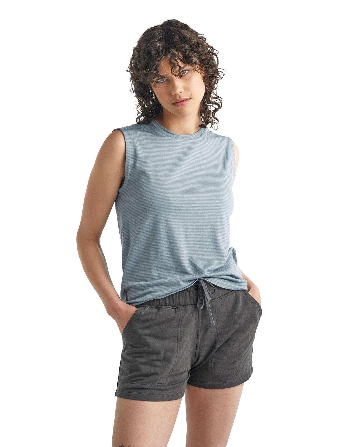 T-shirt sans manches col rond mérinos Cool-Lite™ Utility Explore Stripe
