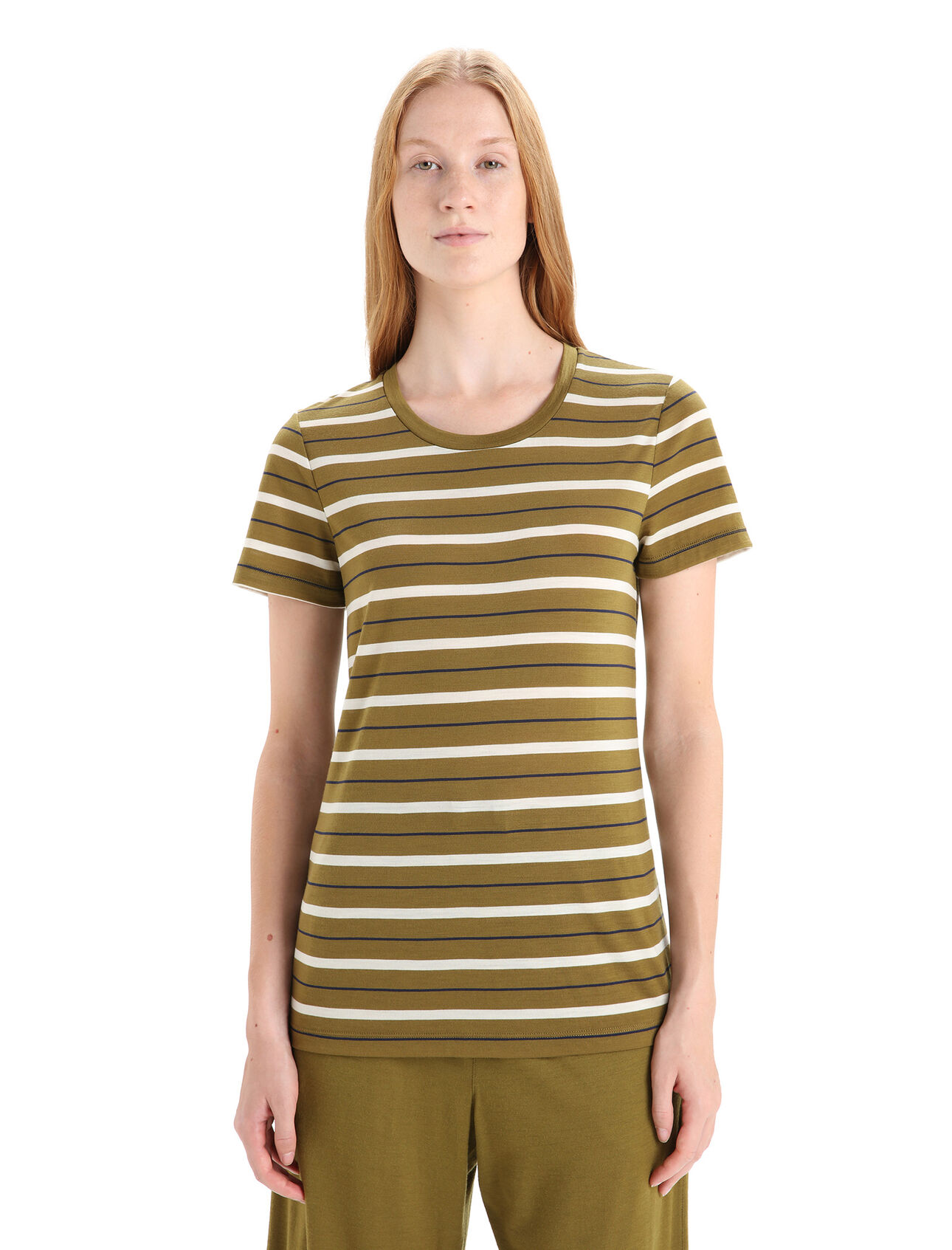 Womens Merino Wave Short Sleeve Stripe T-Shirt A lightweight merino-blend tee with classic style that's perfect for warm weather, the Wave Short Sleeve Tee Stripe features our breathable, all-natural Cool-Lite™ jersey fabric.