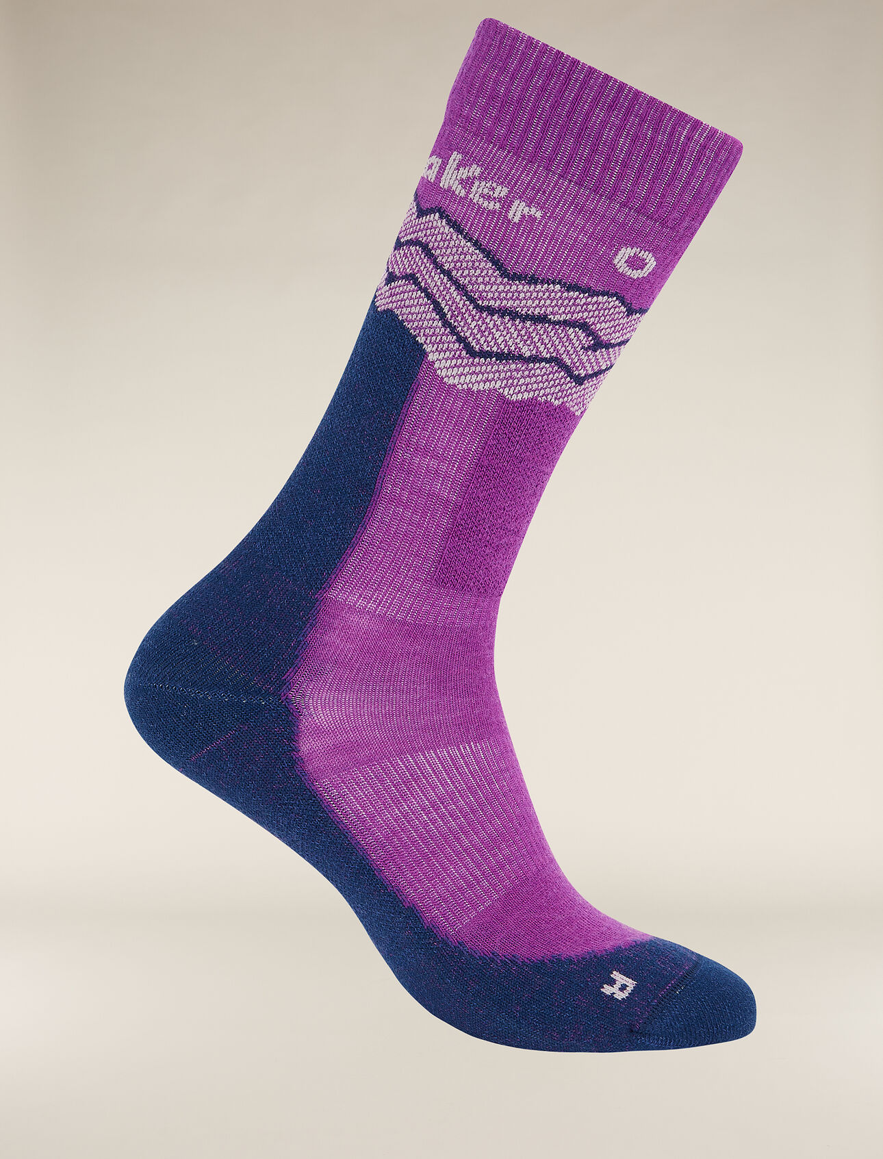 Mens Merino Hike+ Medium Crew Socks Across the Peaks The Hike+ Medium Crew socks feature an anatomical sculpted and medium cushioned, versatile design for comfort and performance on day hikes and backpacking trips.