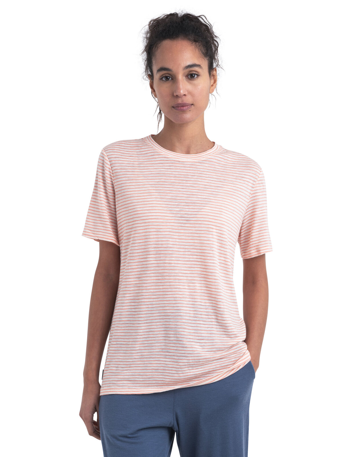 Dames Gestreept T shirt van merino linnen