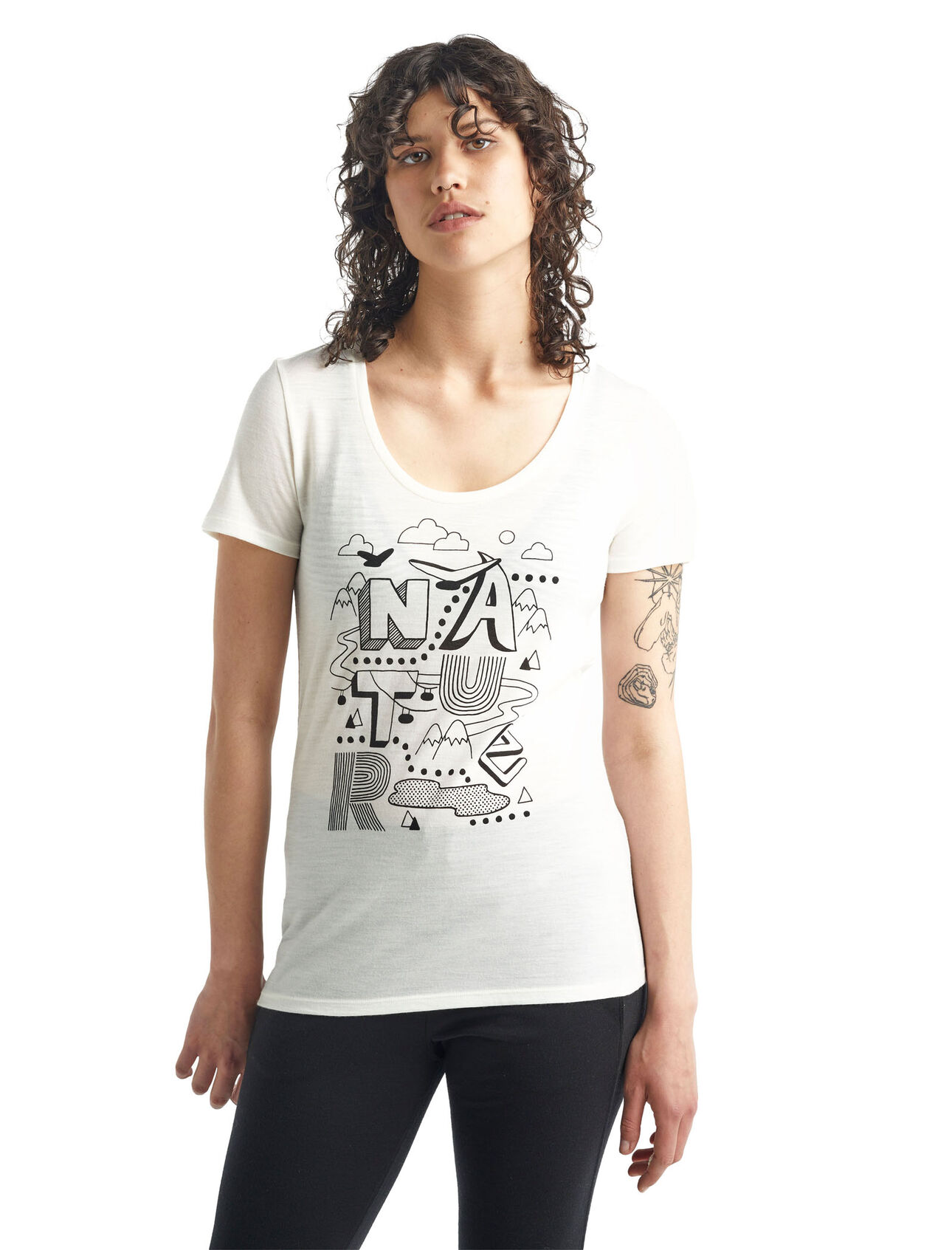 T-shirt in lana merino Tech Lite Short Sleeve Scoop Neck Nature