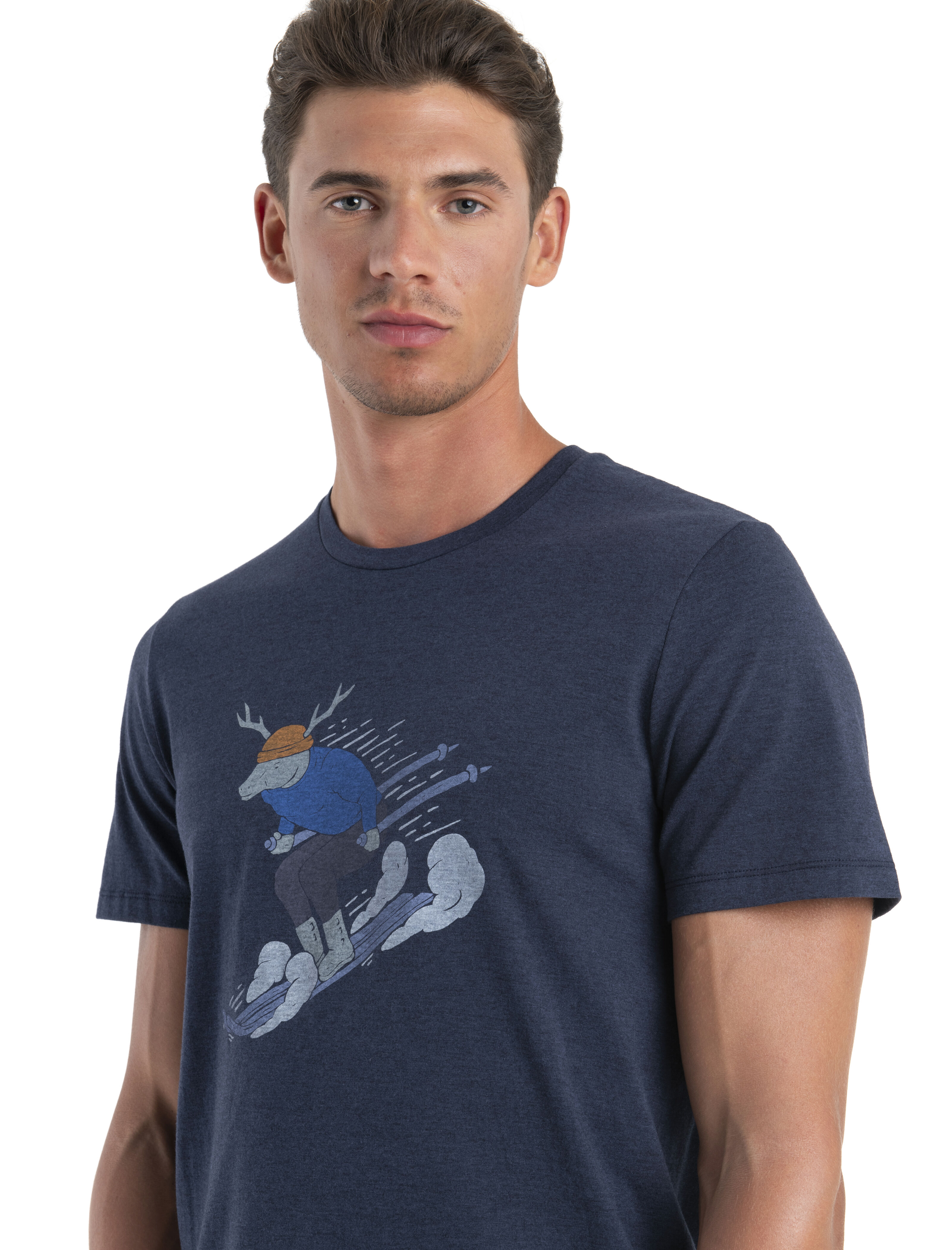 Heren Central Classic T shirt Ski Rider met korte mouwen van merinowol