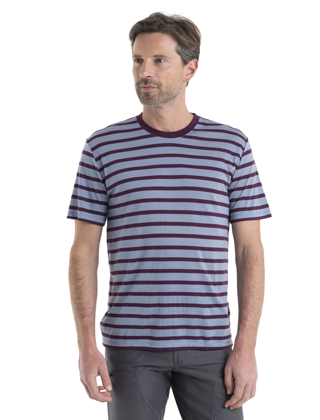Mens Merino Drayden Short Sleeve T-Shirt Stripe A classic, stylish tee with everyday versatility and incredible breathability, the Drayden Short Sleeve Tee Stripe features our moisture-managing Cool-Lite™ merino jersey fabric.